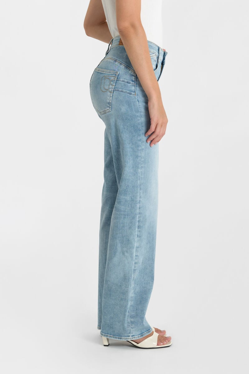 High-waisted loose-fit zip jeans LE TEMPS DES CERISES Blue