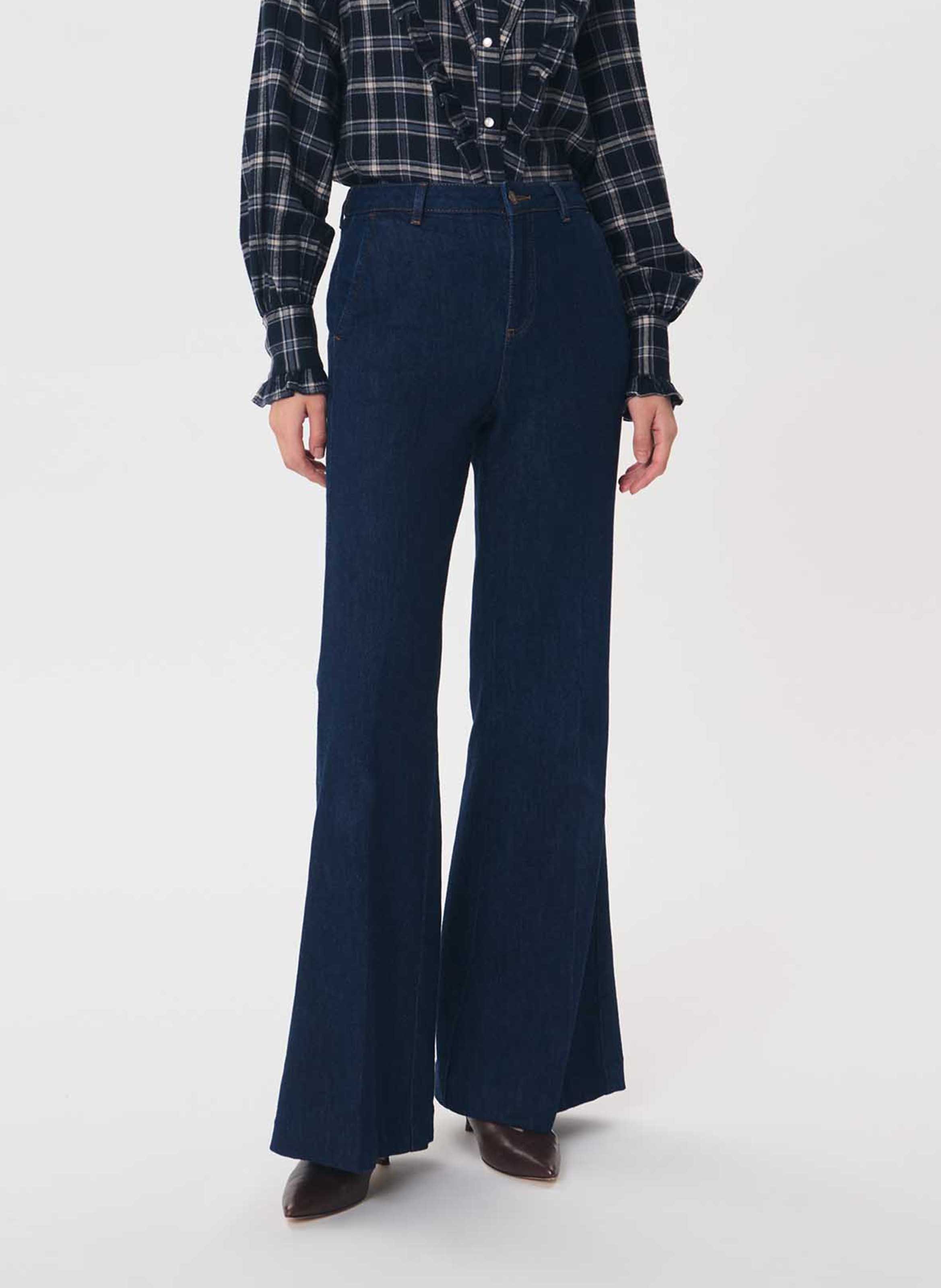 Jean flare en denim brut TARA JARMON Bleu