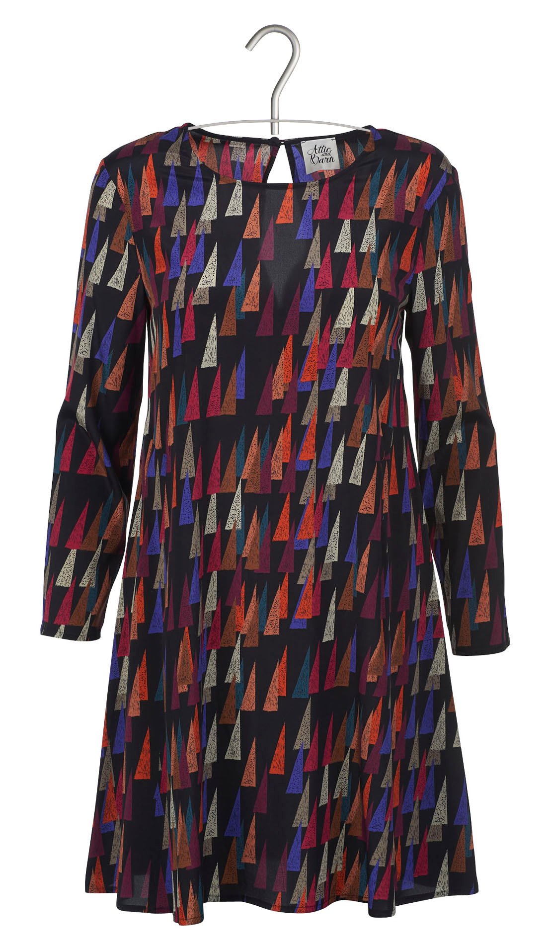 Robe courte évasée et imprimée en soie ATTIC AND BARN Noir