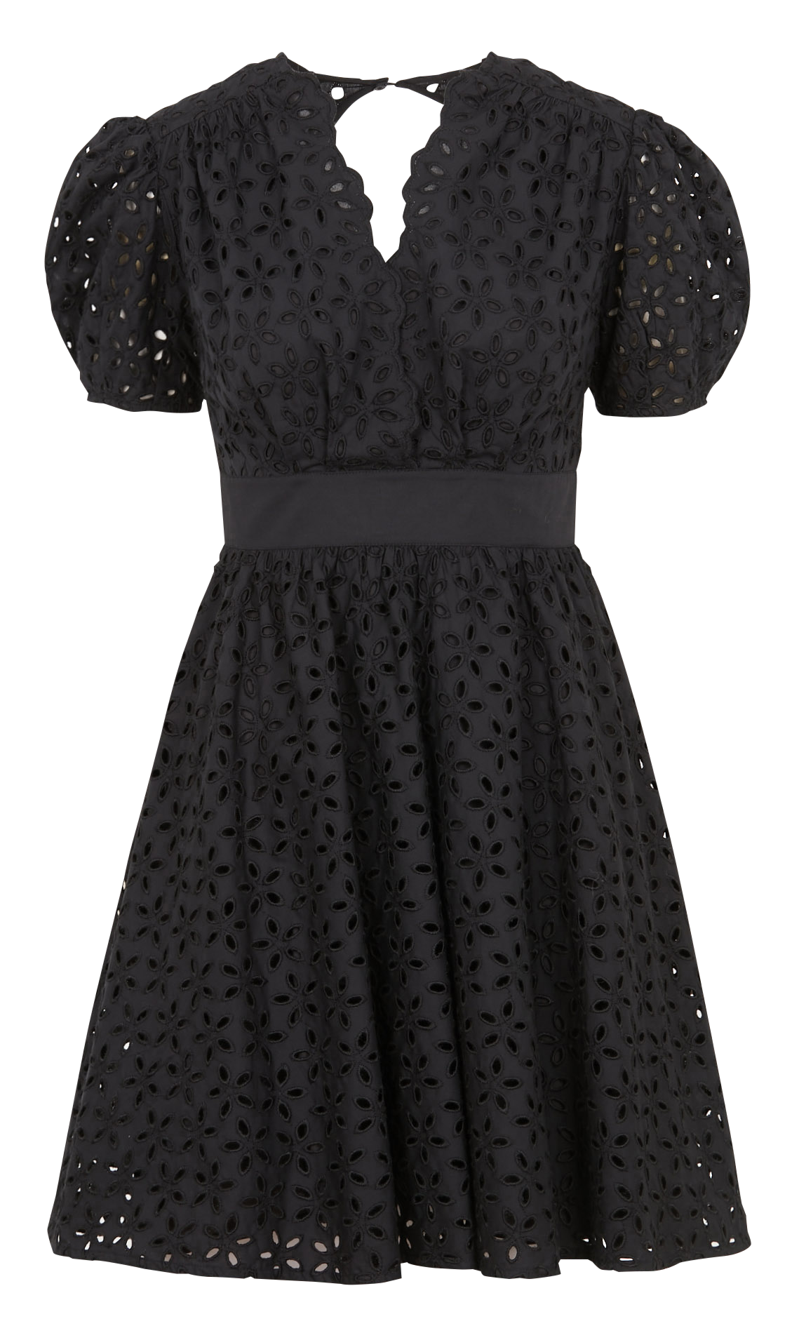 Short cotton broderie anglaise dress PINKO Black