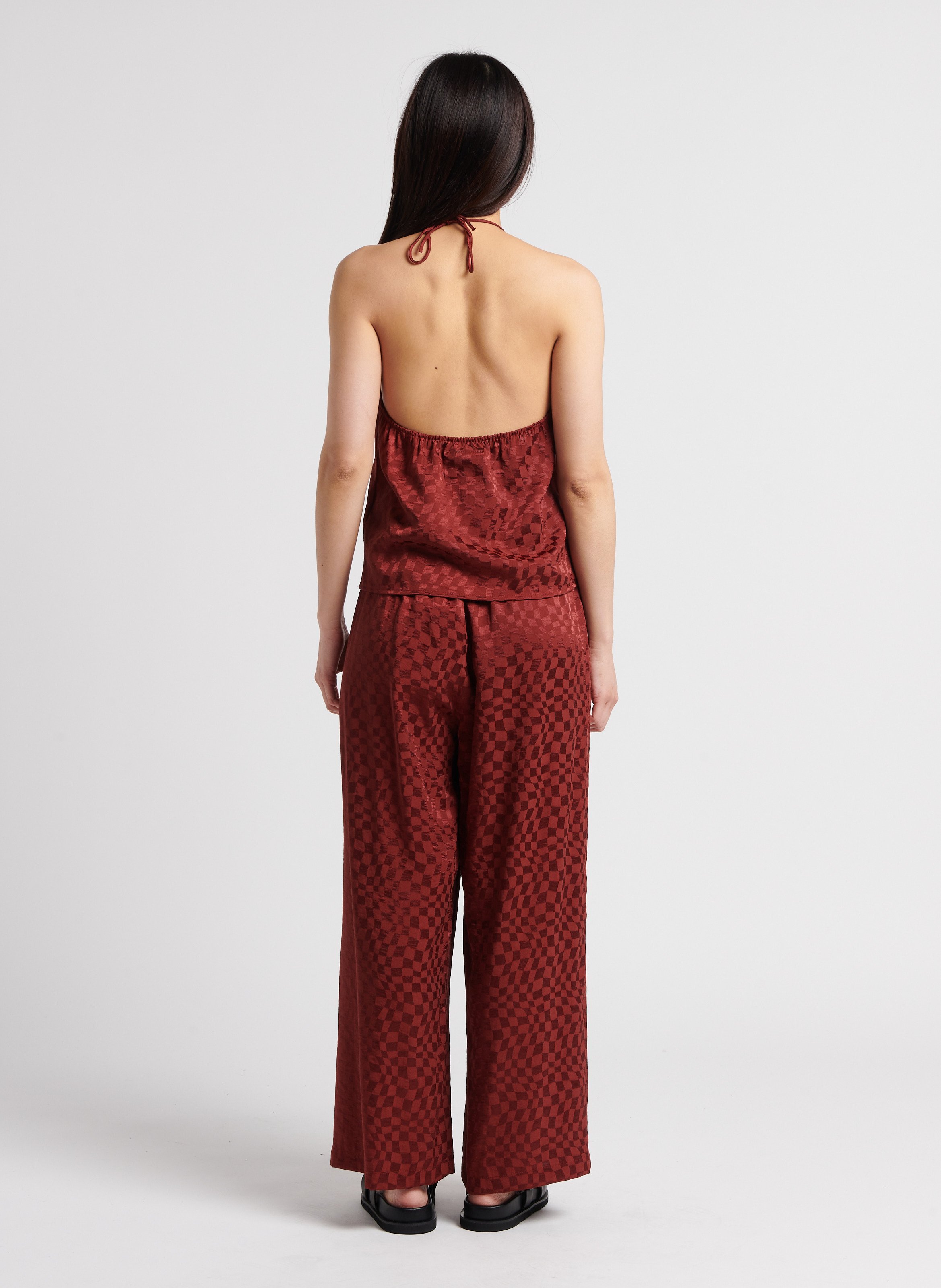 Pantalon large à taille haute RITA ROW Rouge