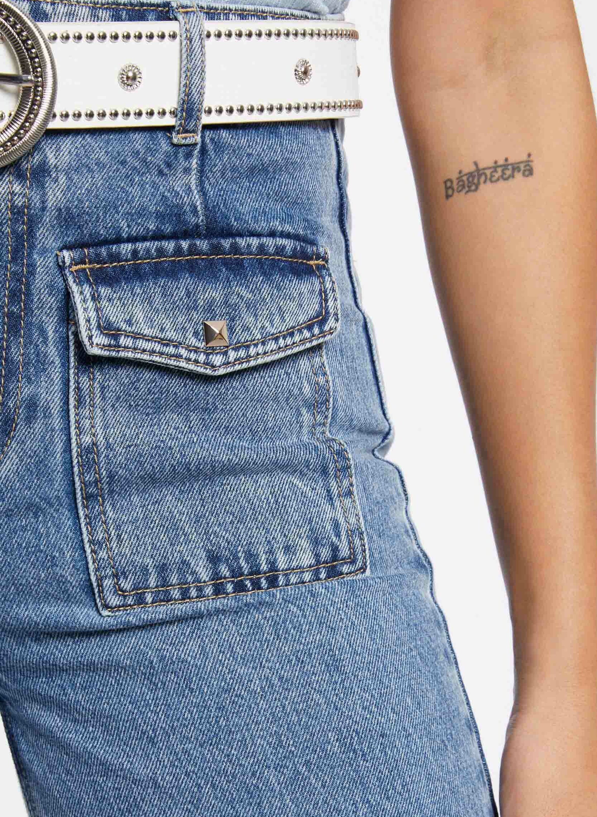 High-rise wide-leg cotton jeans MORGAN Blue