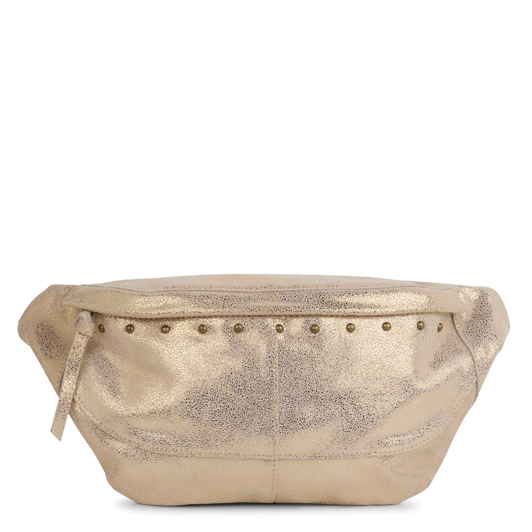 Sac banane métallisé en cuir PIECES Doré