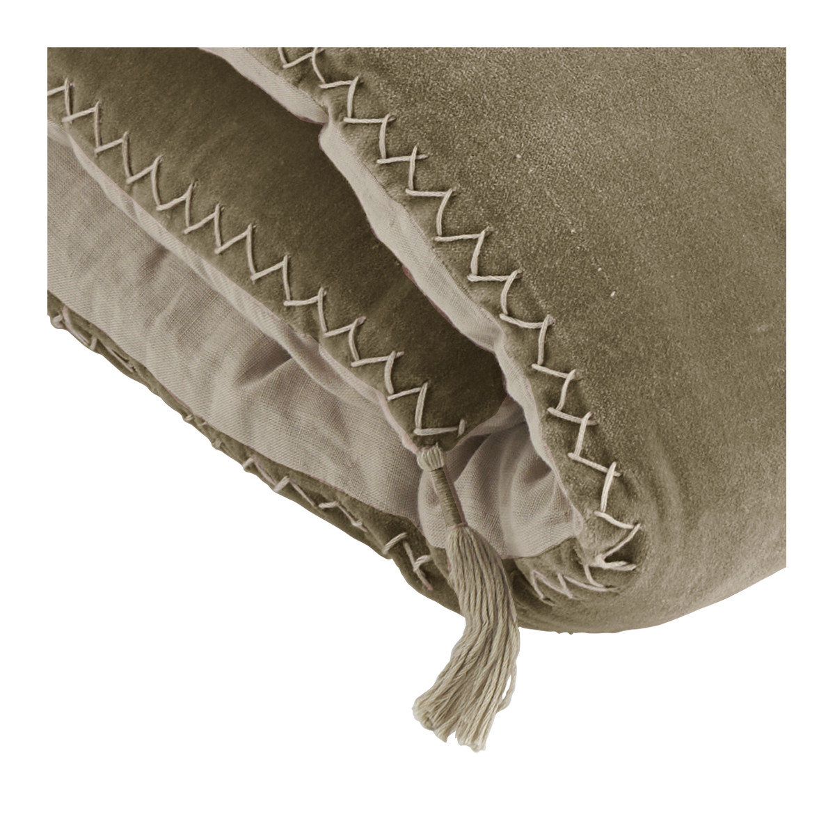 Futon taupe en velours de coton BLANC D'IVOIRE Marron