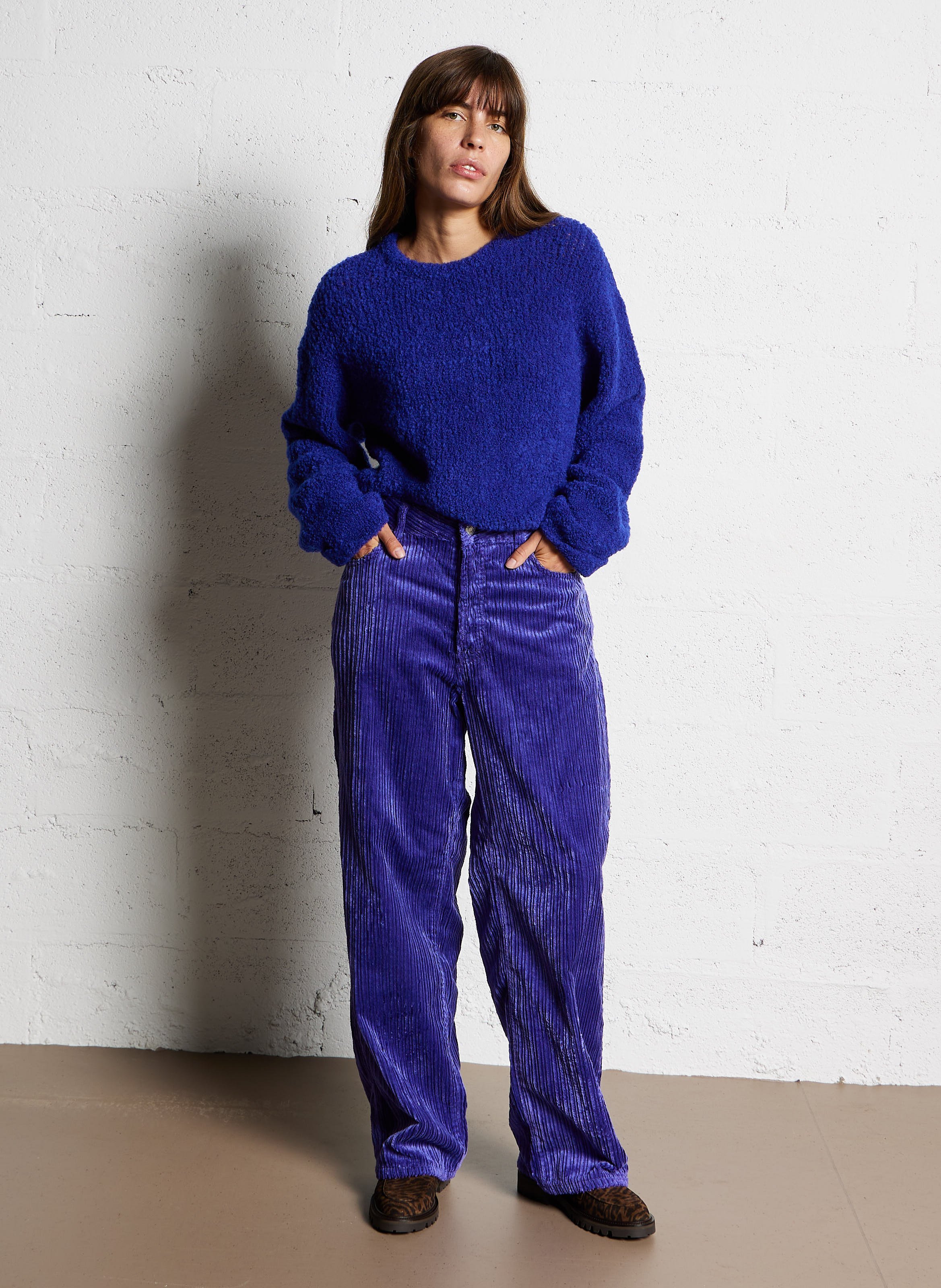 Pantalon droit en coton mélangé BELLEROSE Violet