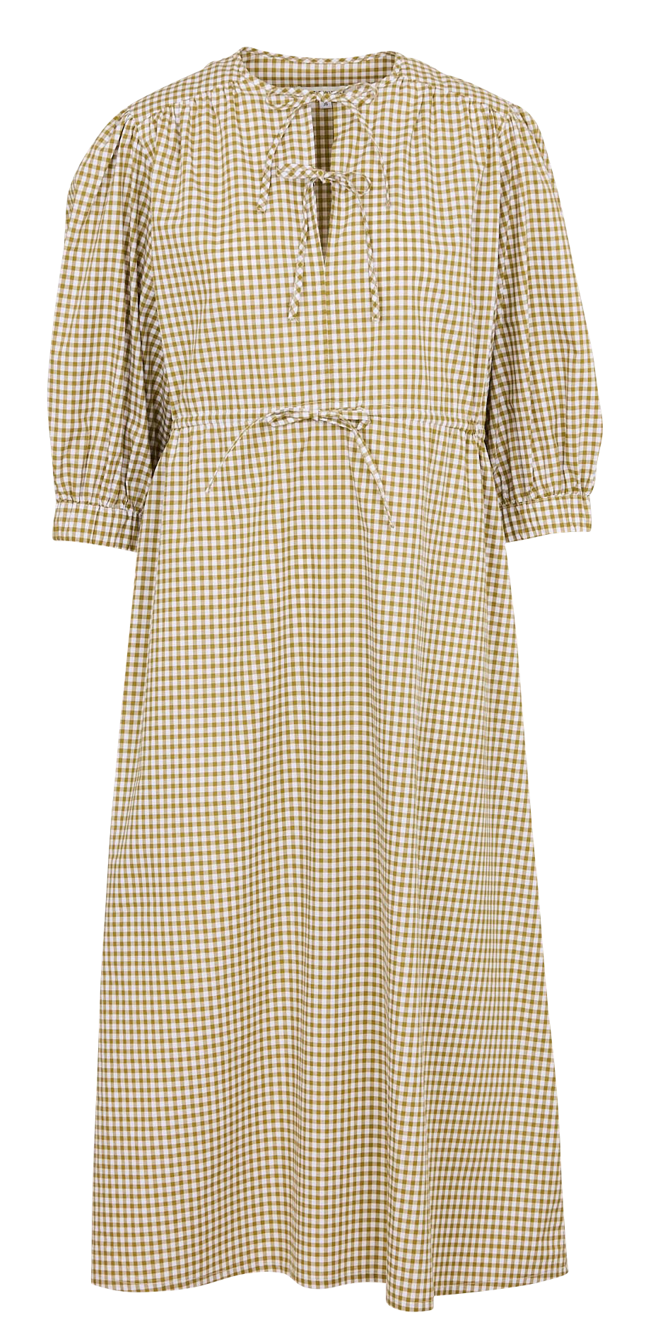 Lange jurk met ruitjes in katoenen popeline SUZIE WINKLE Kaki