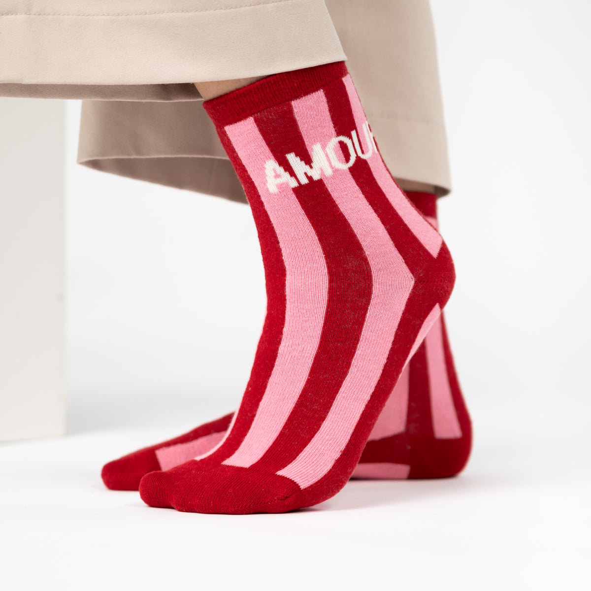 Striped combed cotton socks BILLYBELT Red