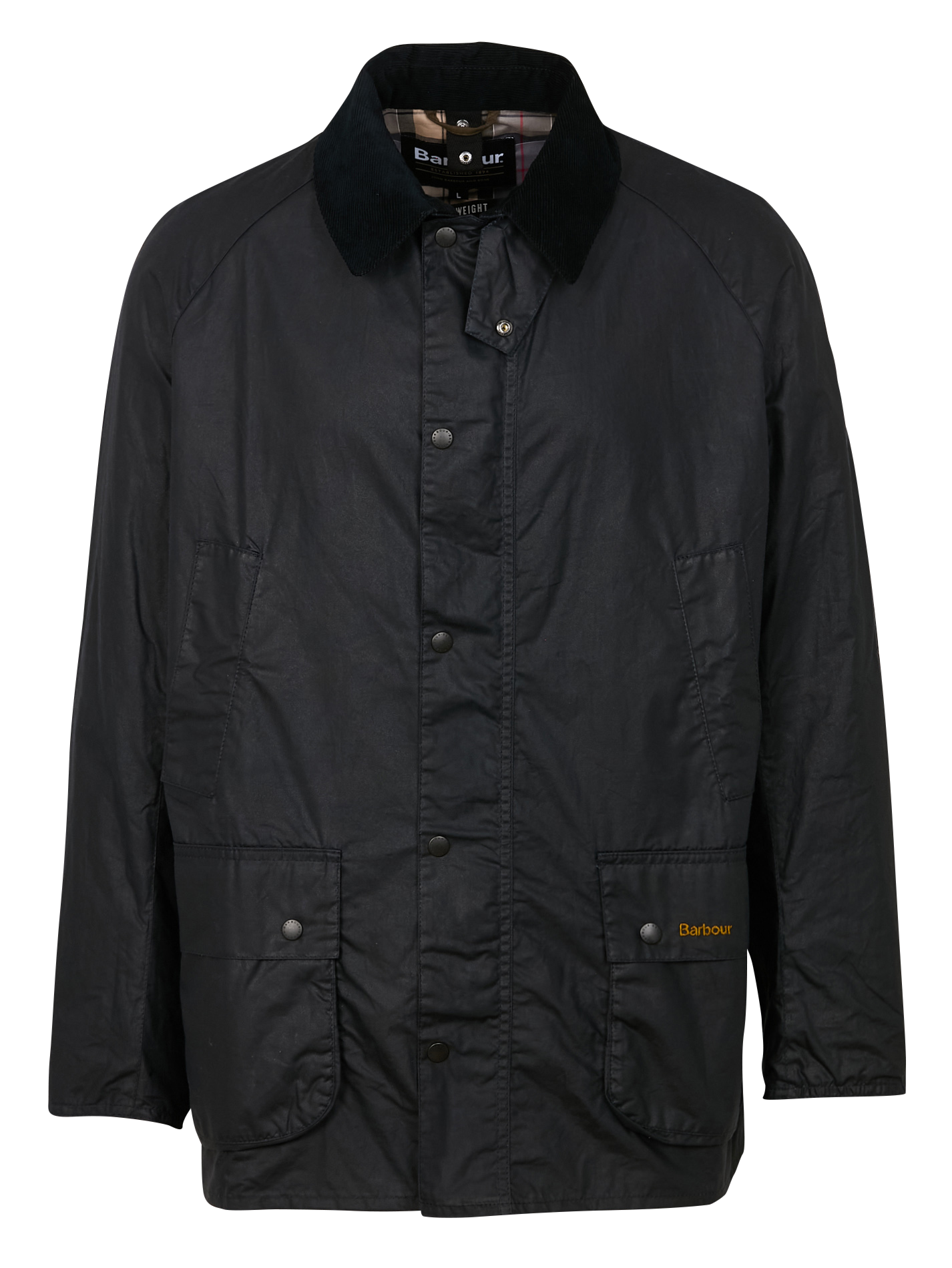 Straight waxed cotton jacket with pockets BARBOUR Blue