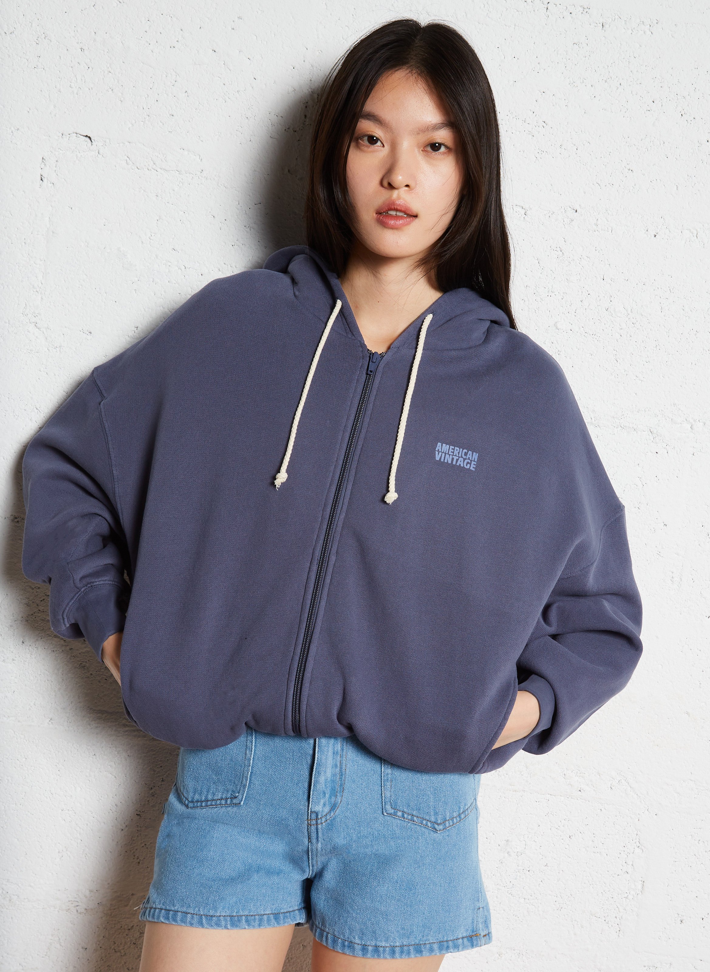 Sweat oversize en coton mélangé AMERICAN VINTAGE Bleu