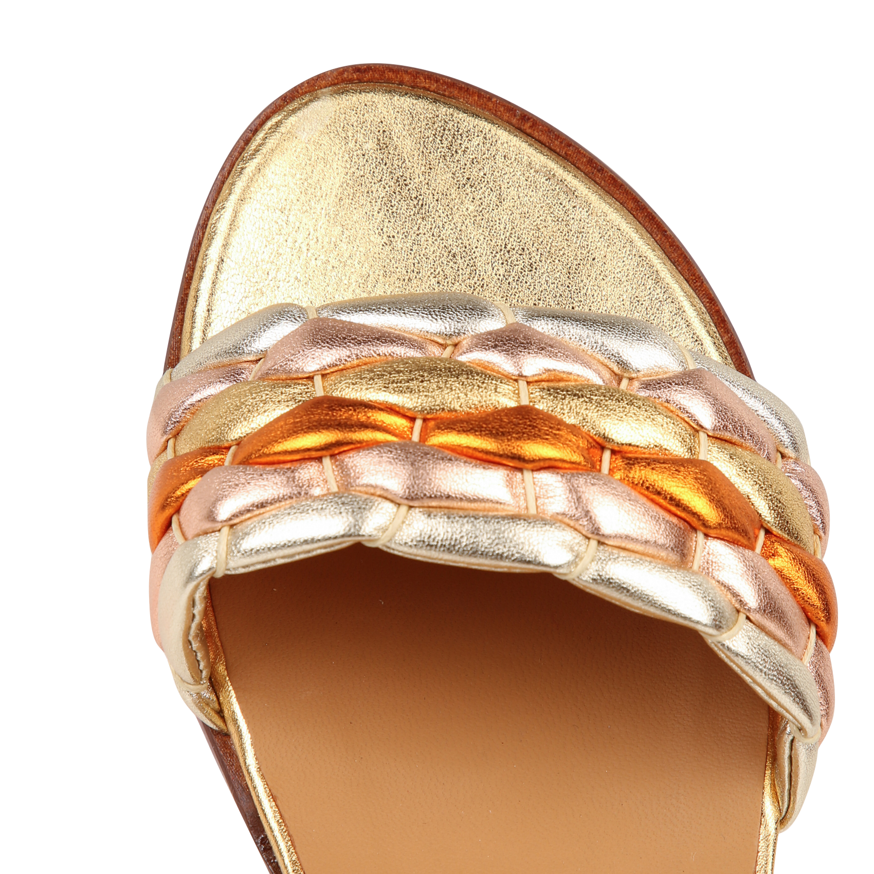 Sandales à talon en cuir métallisé Multicolore