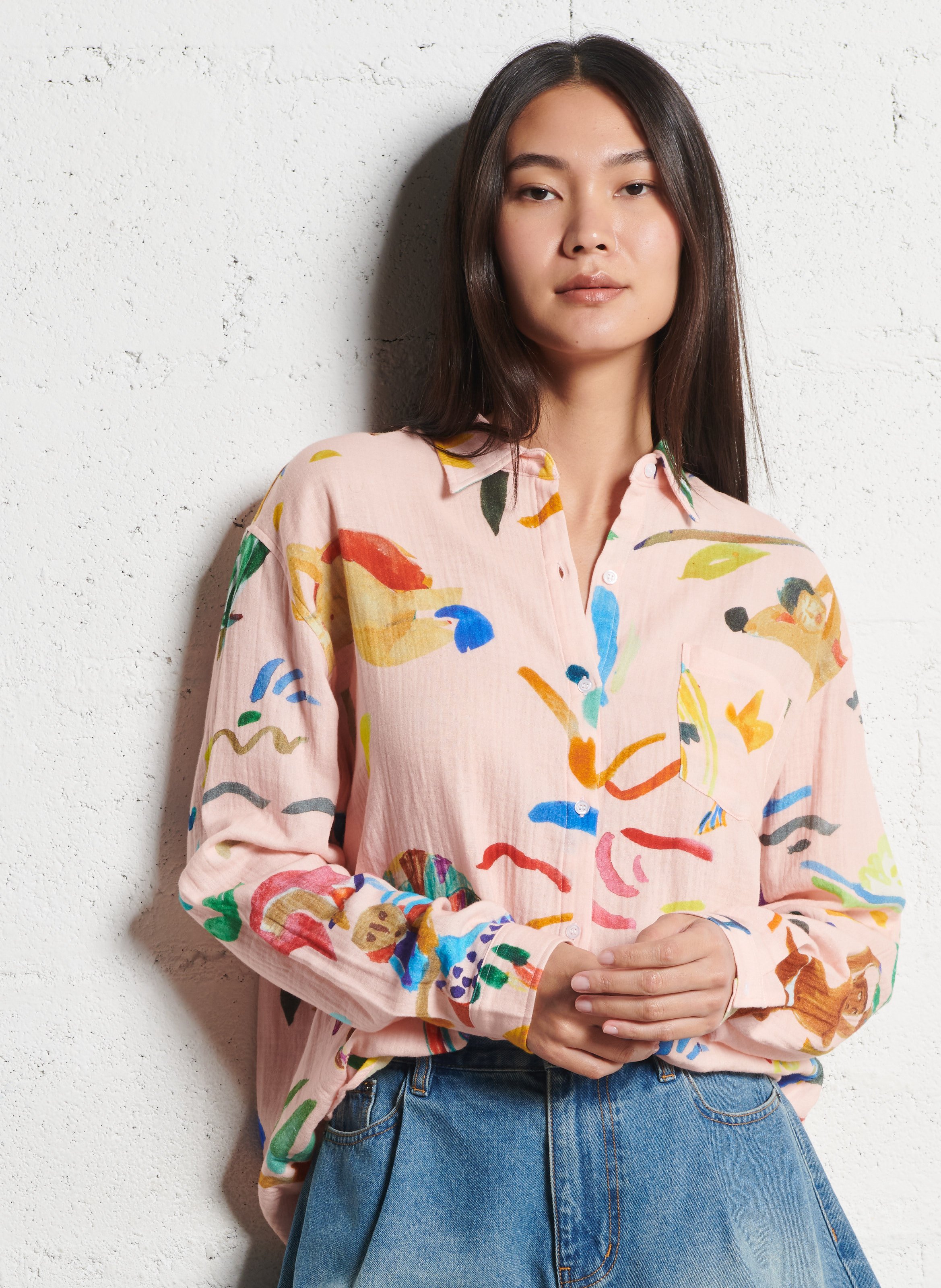 Capri plain oversized shirt G.KERO Pink