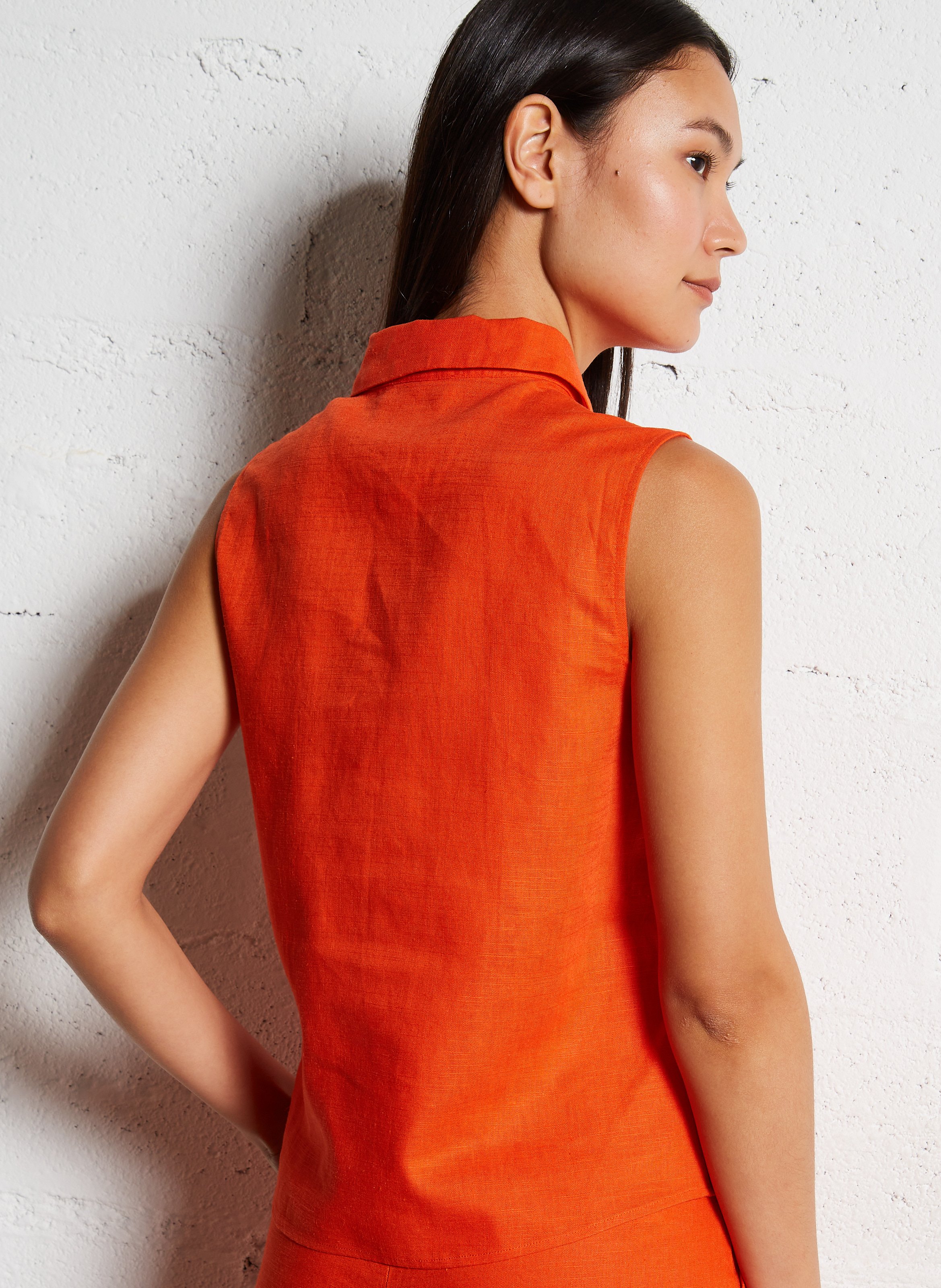 Chemise col classique en lin mélangé LA PETITE ETOILE Orange