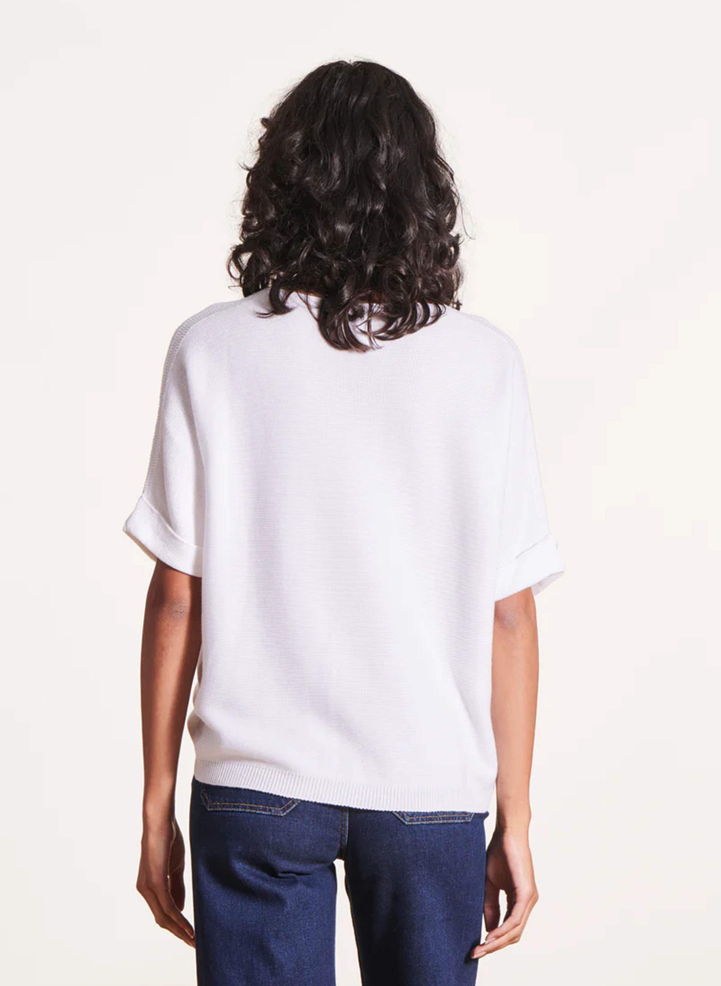 Loose-fit V-neck knit top LA FEE MARABOUTEE White