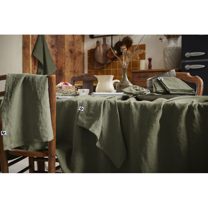 Cotton gauze tablecloth L'EFFET PAPILLON Green