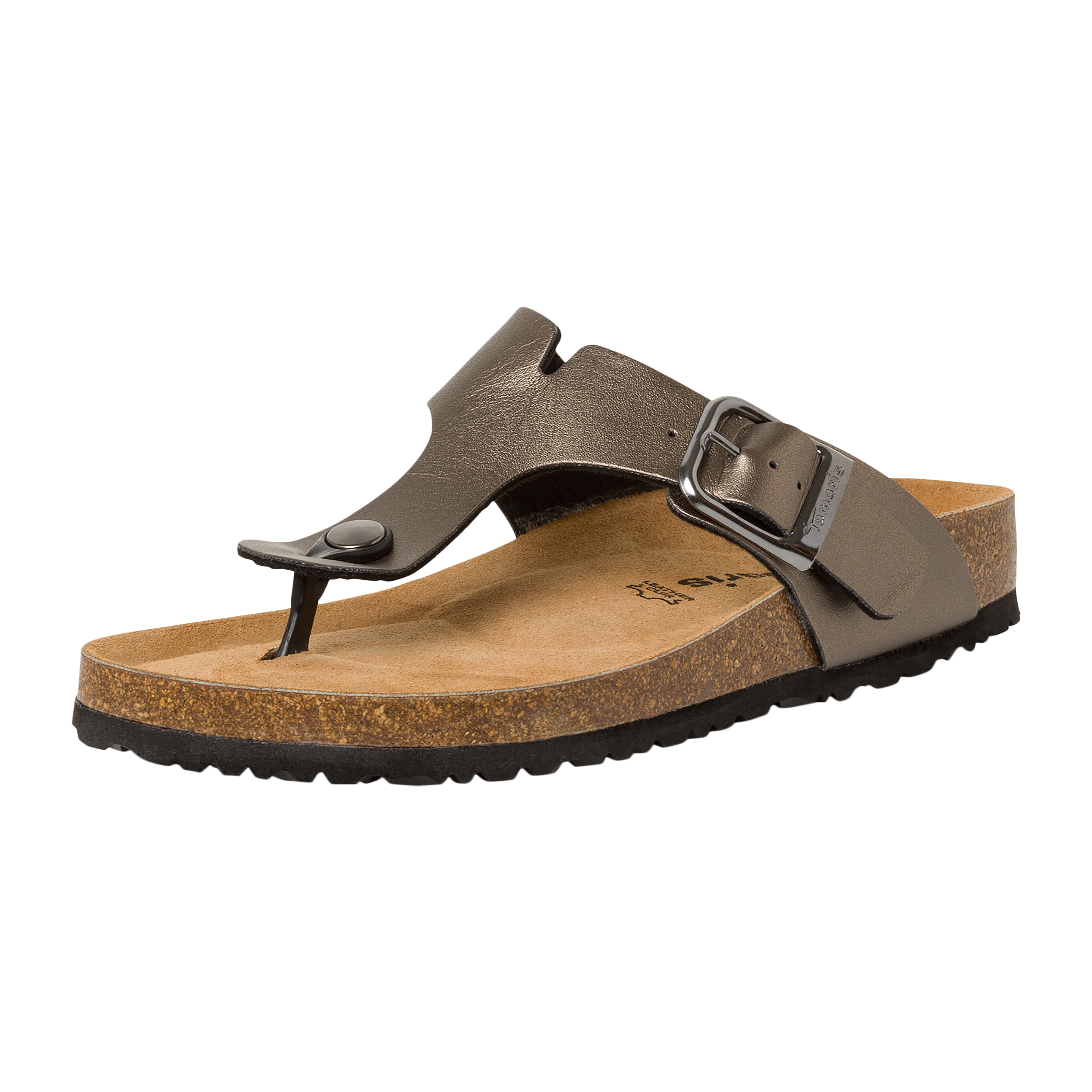 Flat leather sandals TAMARIS Grey