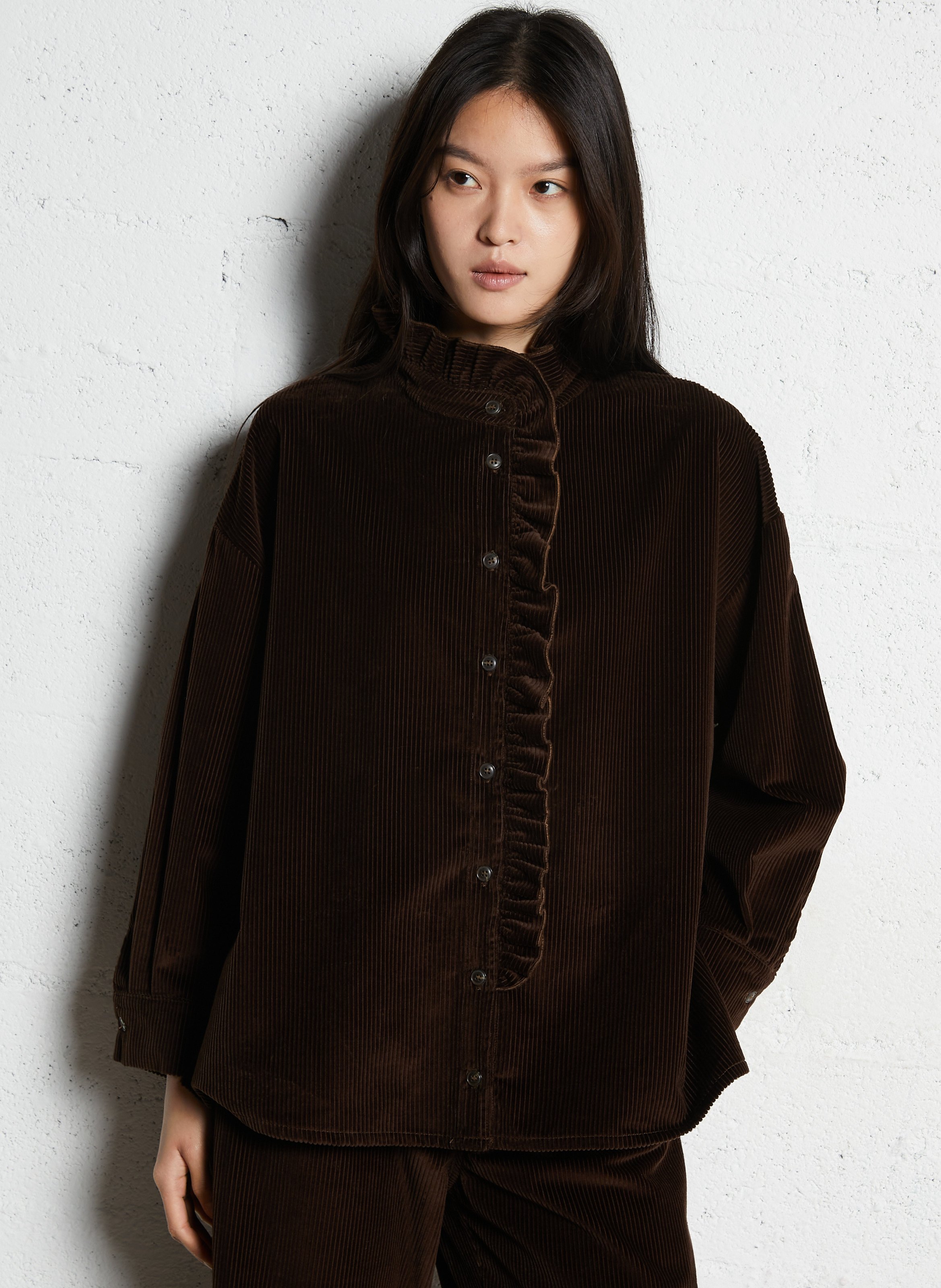 Katoenen oversized blouse SUZIE WINKLE Bruin