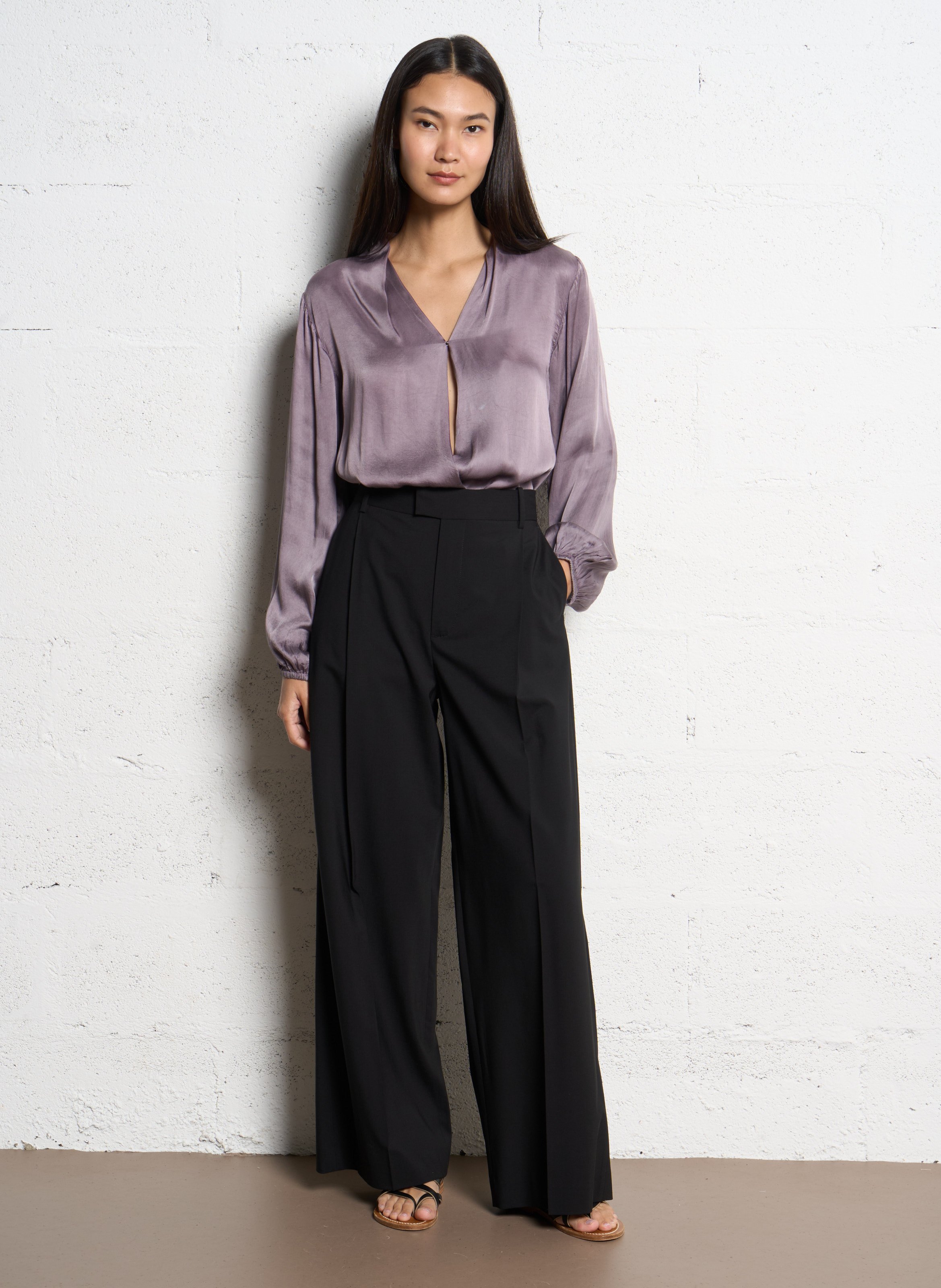 Fluid V-neck blouse MES DEMOISELLES Purple