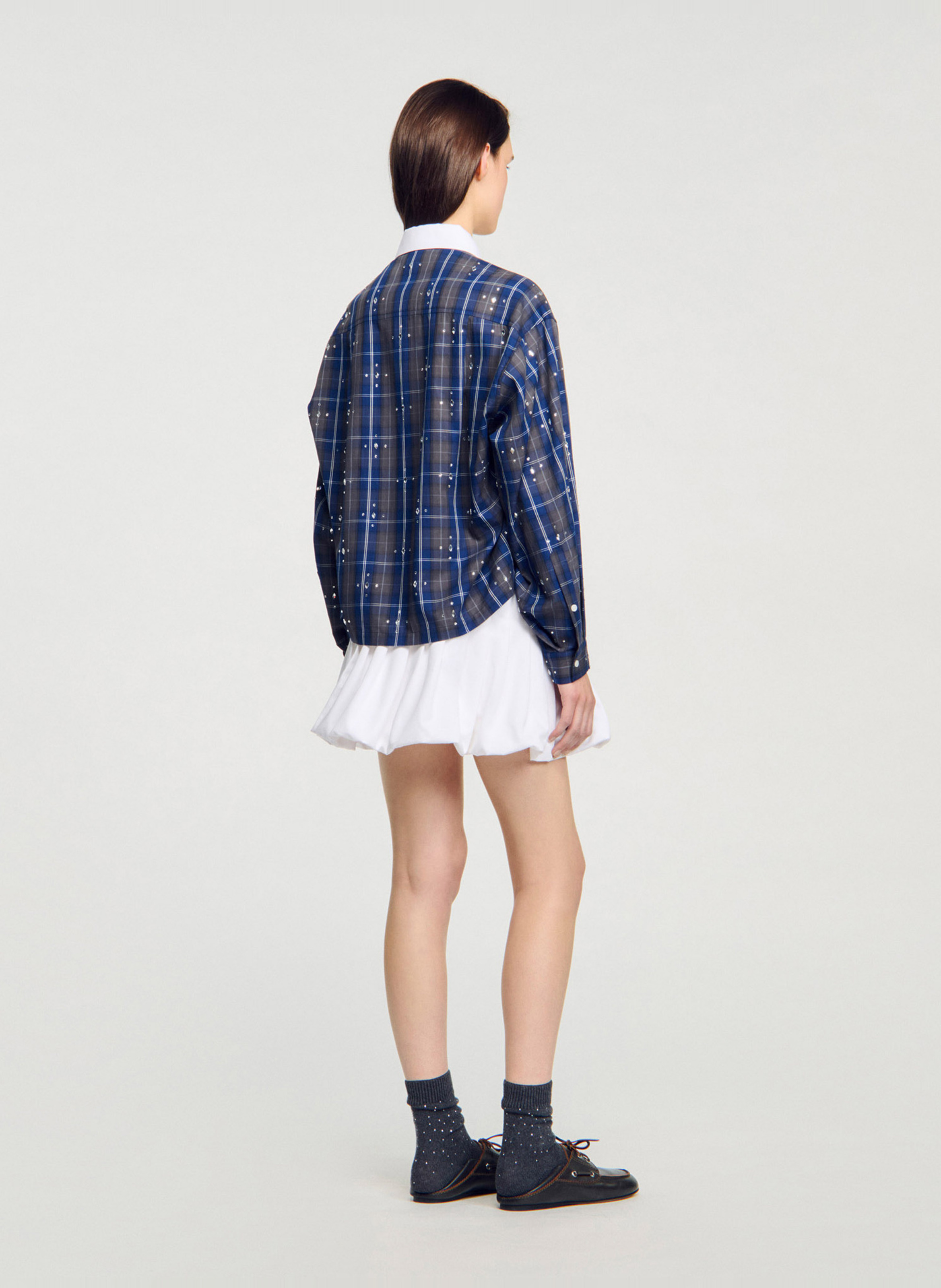 Chemise oversize en coton à carreaux SANDRO Bleu