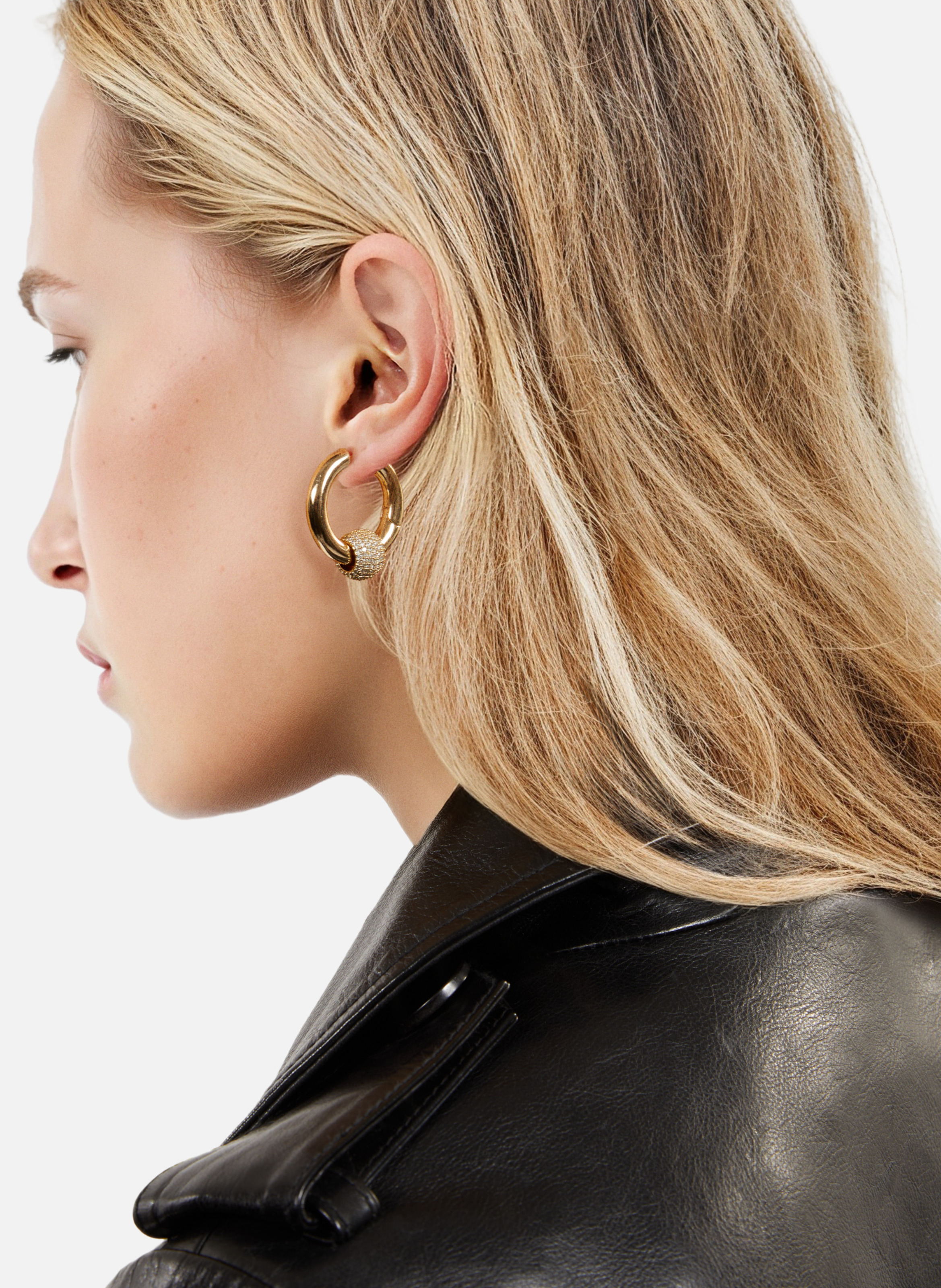 Boucles d'oreille créole et strass THE KOOPLES Jaune