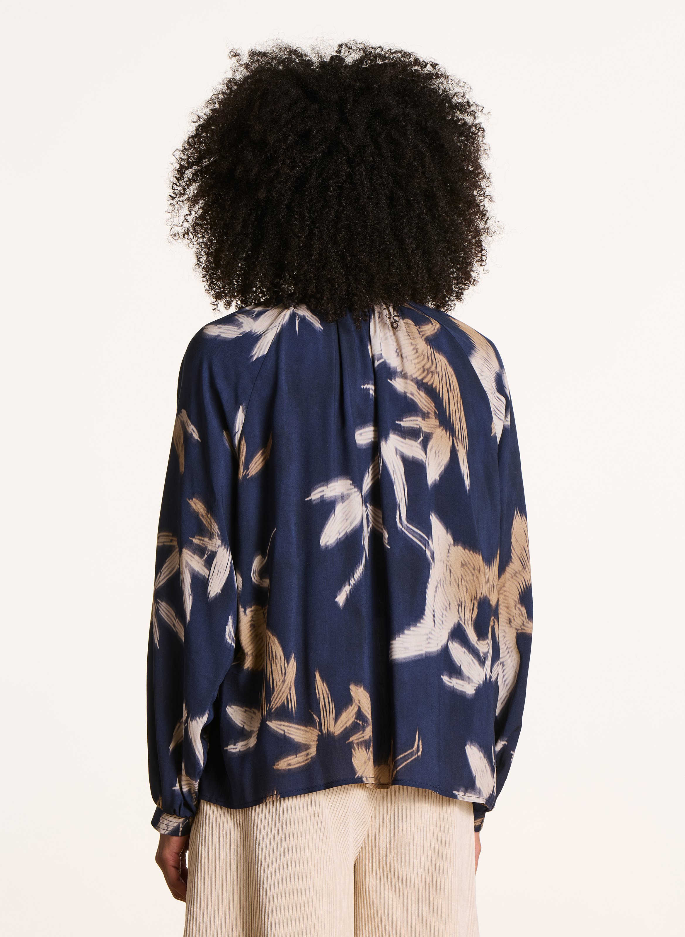 Chemise ample col rond imprimée LA FEE MARABOUTEE Bleu