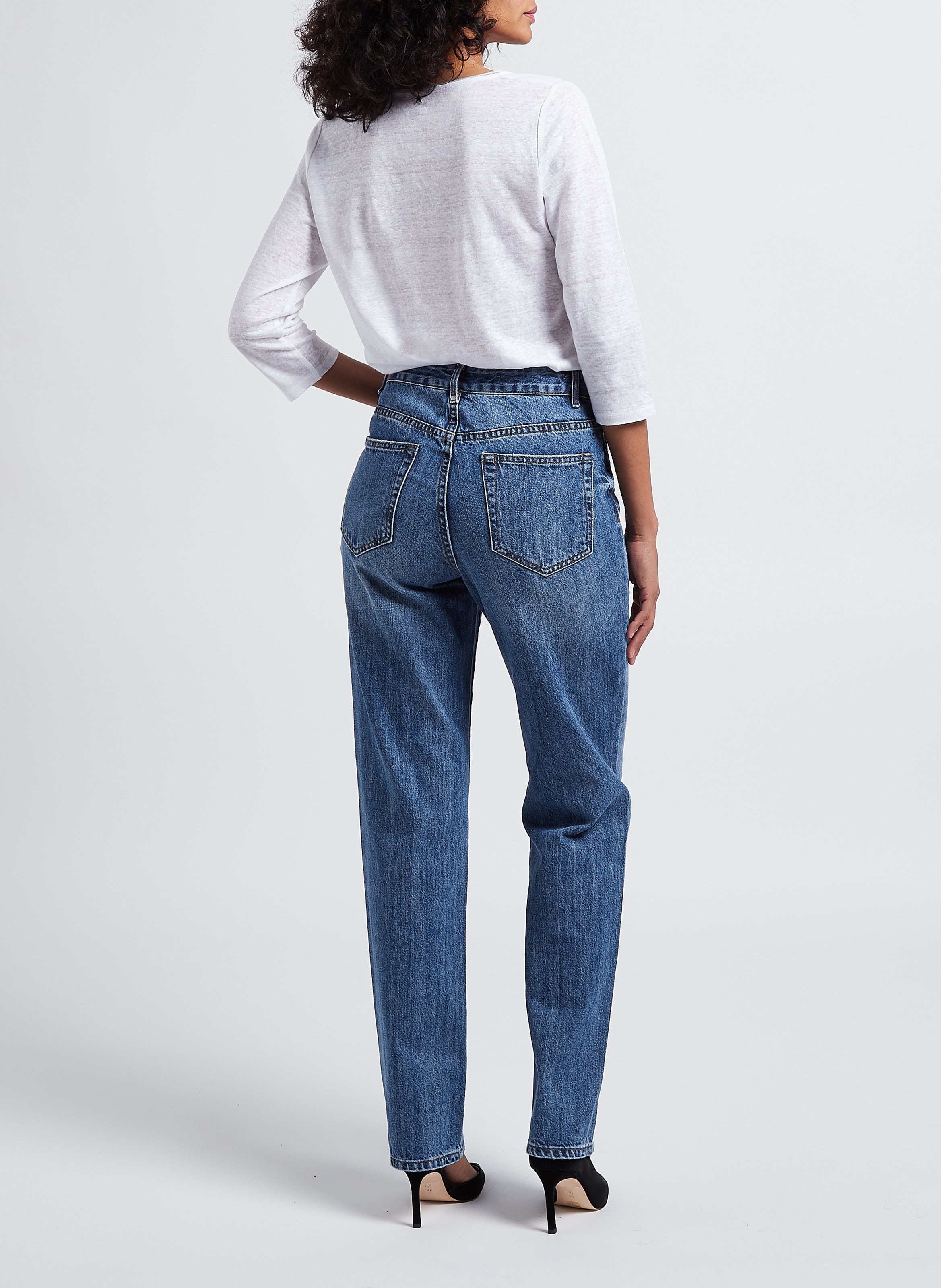 High-rise straight-leg cotton jeans VILA Blue