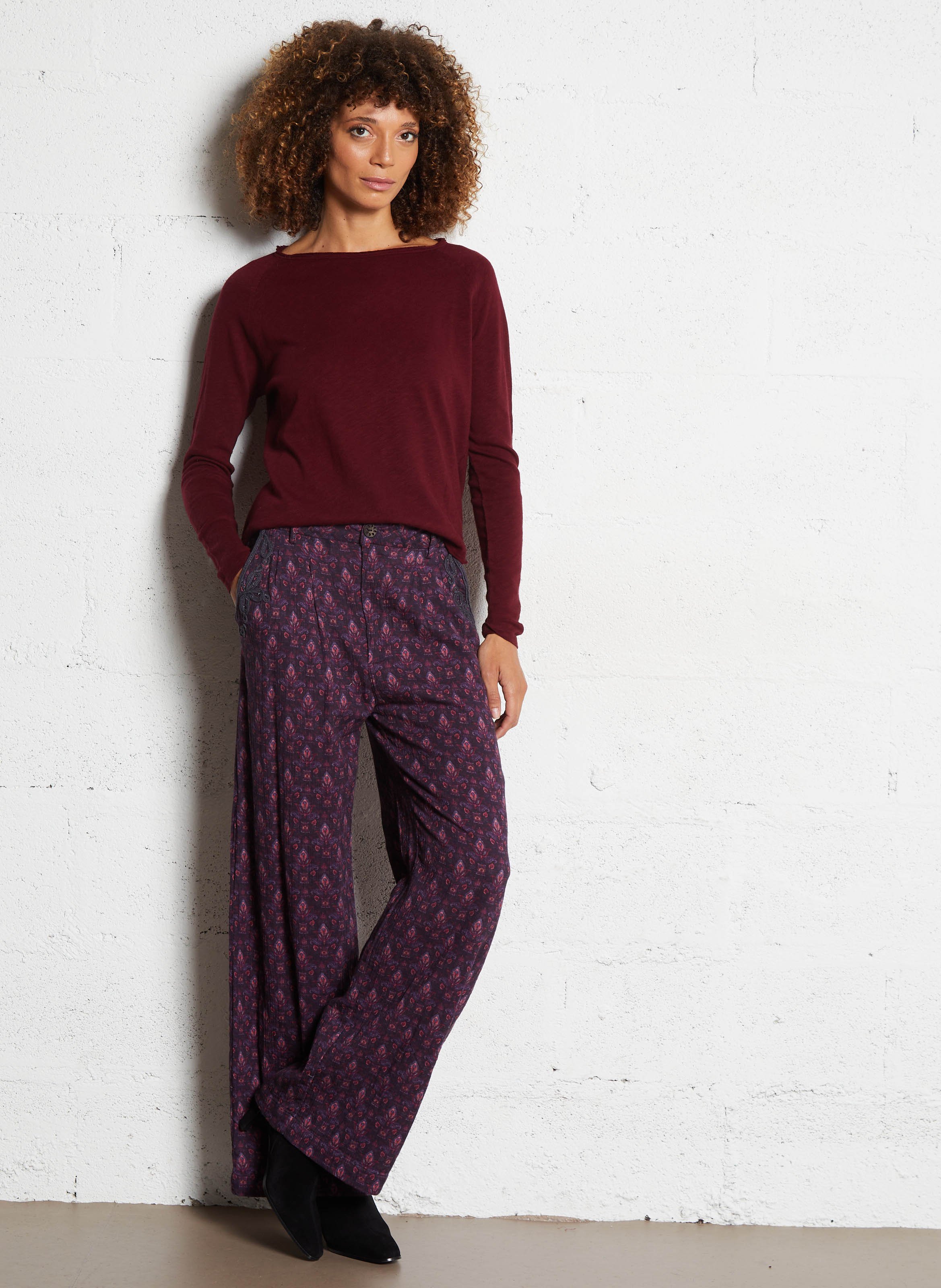 Tee-shirt droit col rond en coton AMERICAN VINTAGE Rouge