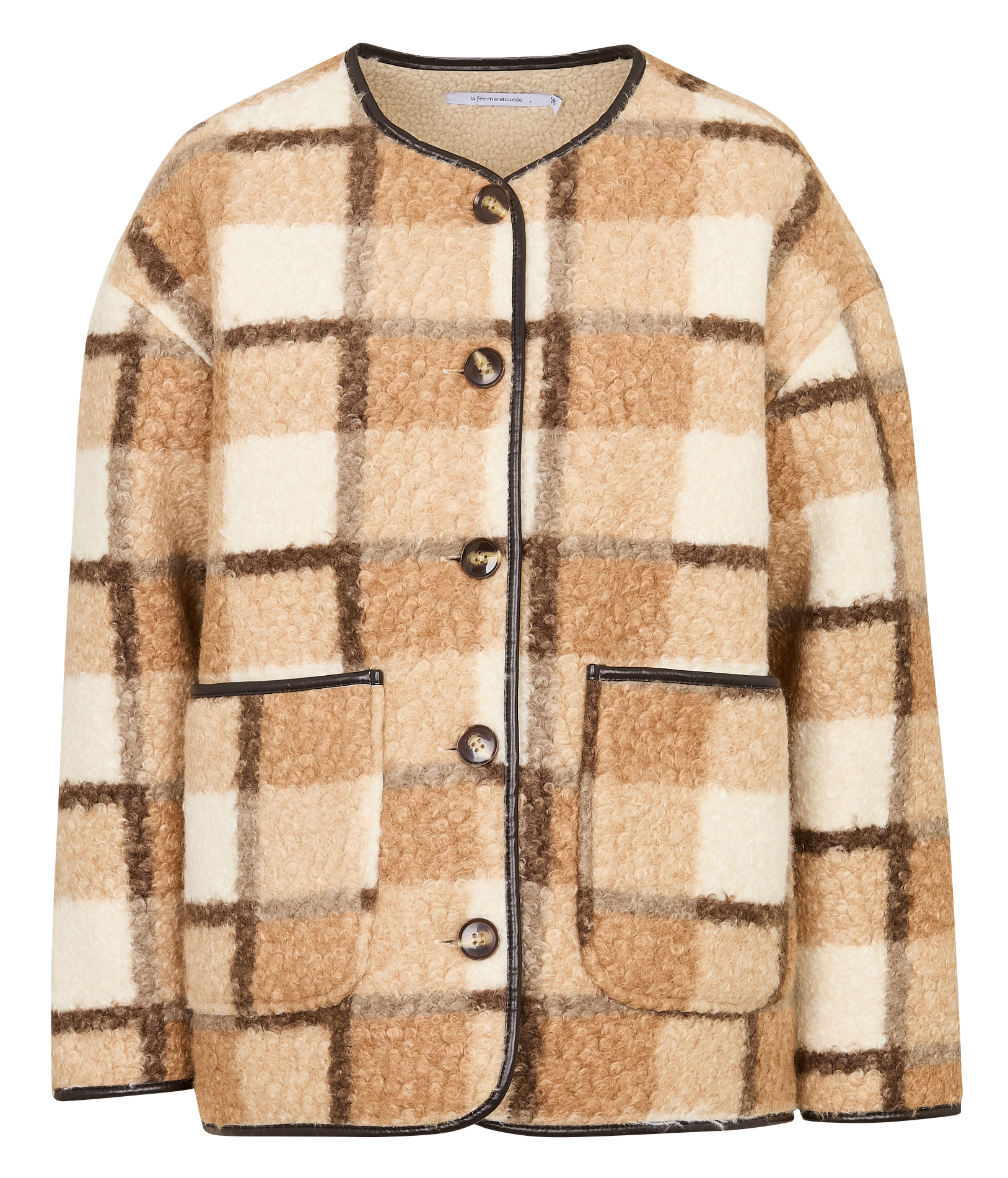 Veste oversize à carreaux LA FEE MARABOUTEE Beige