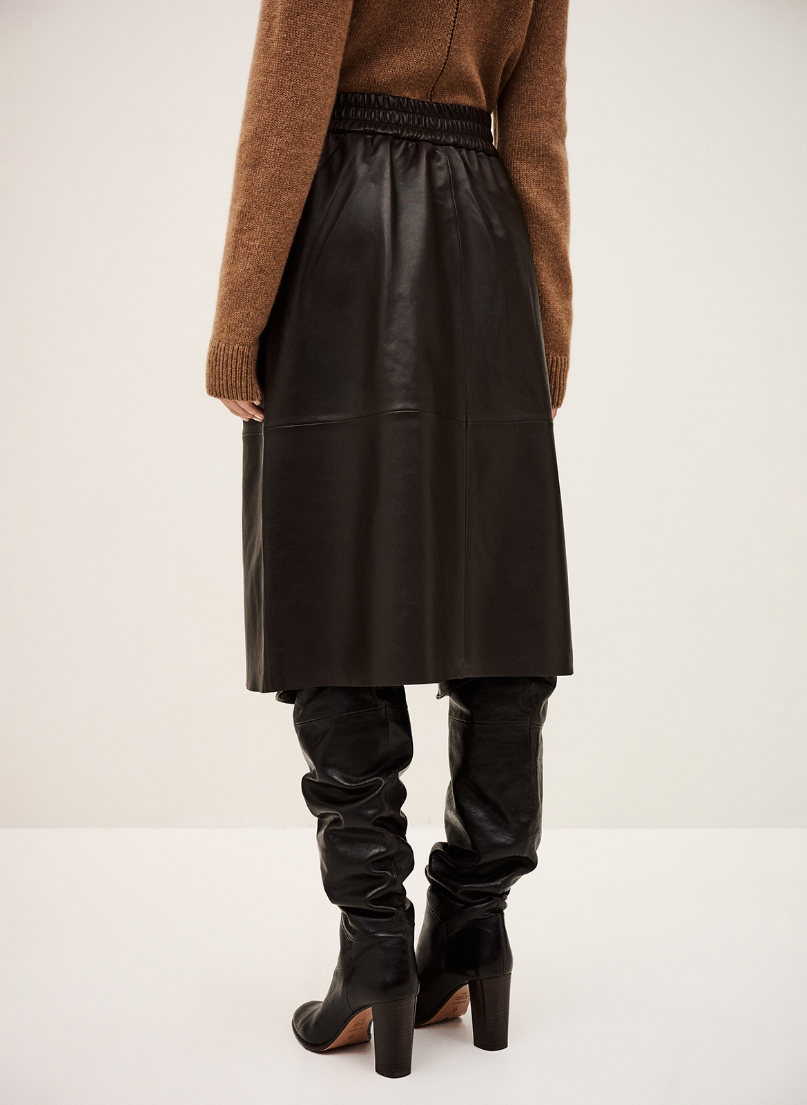 Leather midi skirt BA&SH Brown