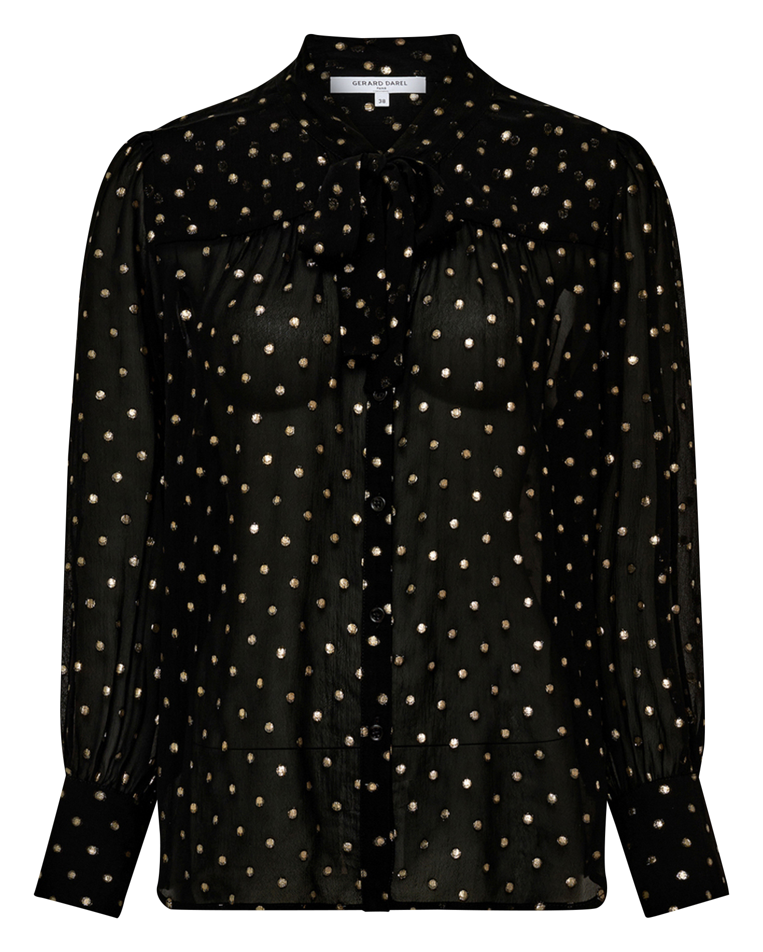 Chemise droite col lavallière à pois GERARD DAREL Noir