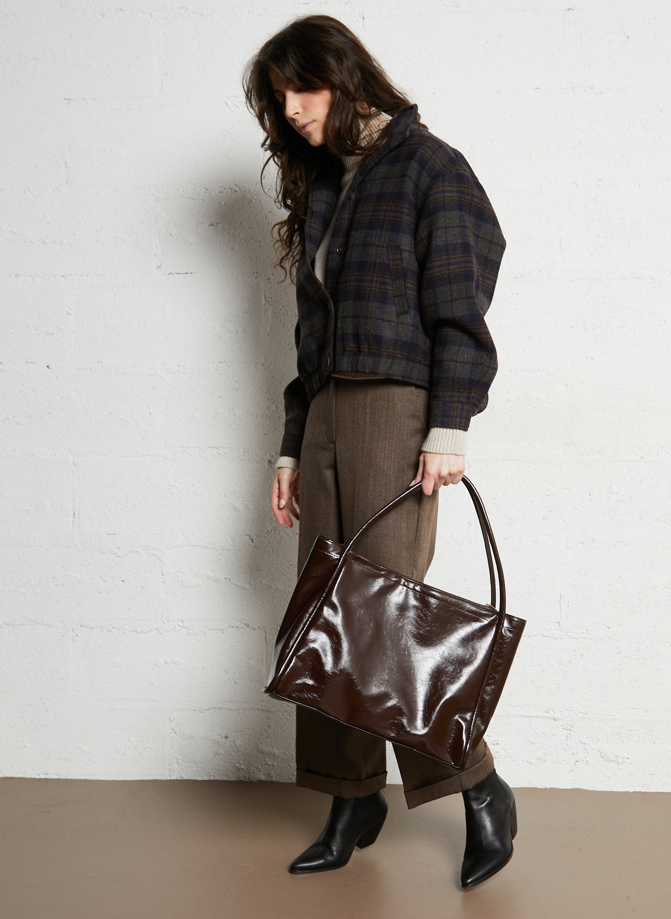 Shopper tas met lederen effect AU PRINTEMPS PARIS Bruin