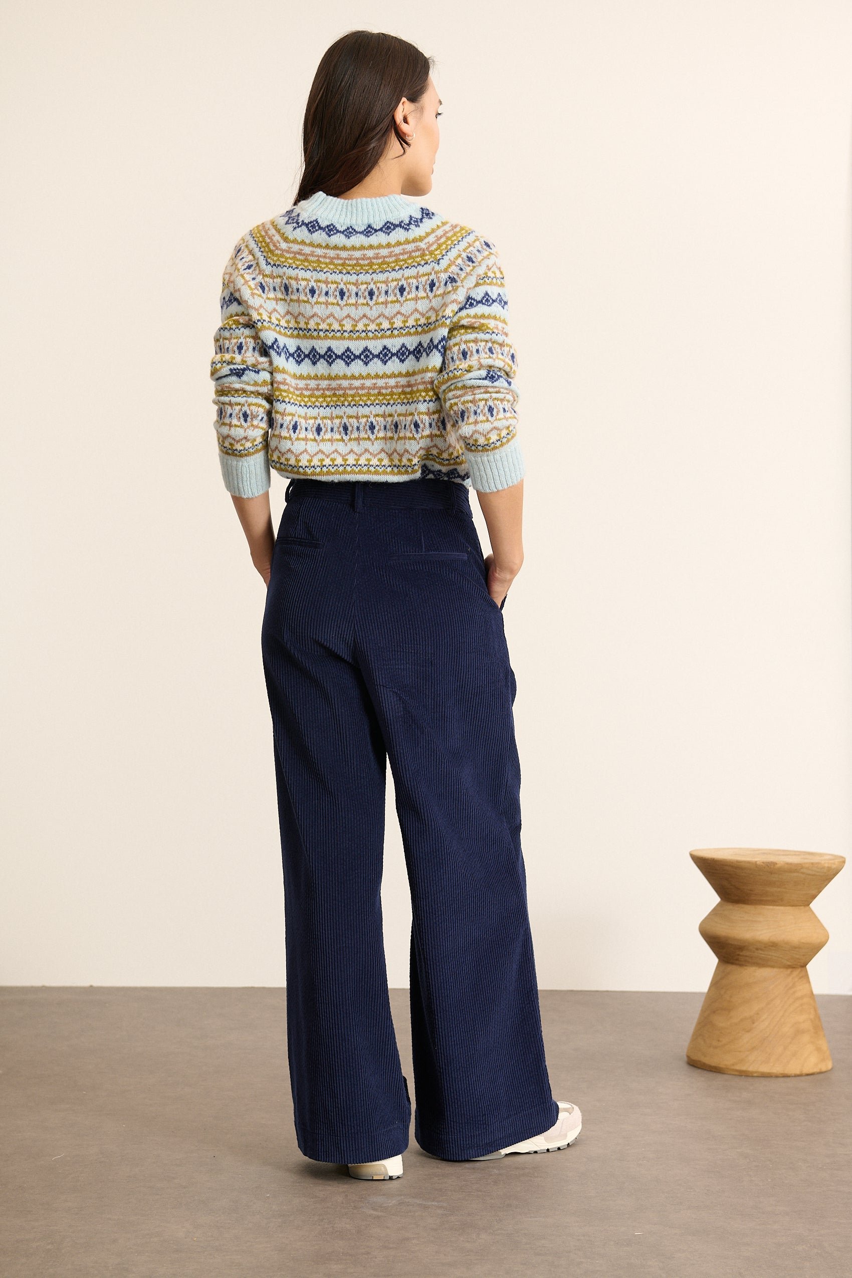 Round neck Norwegian jacquard fancy sweater GARANCE PARIS Blue