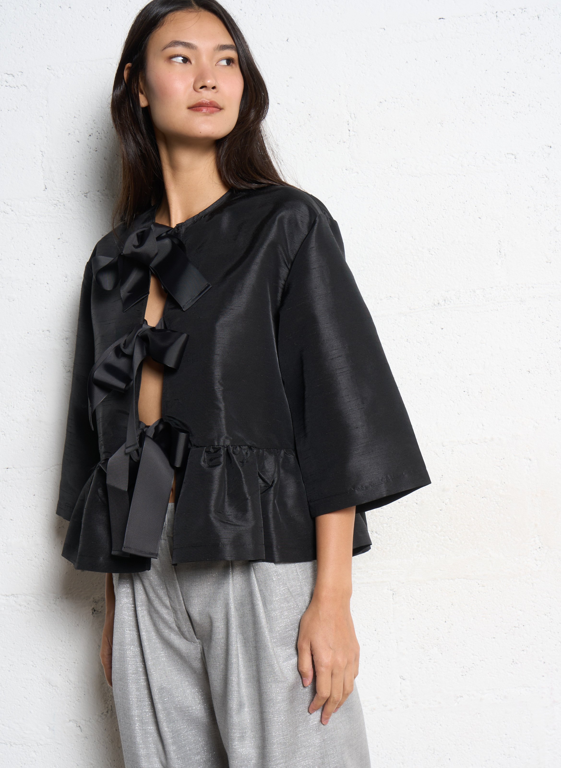 Top péplum volumineux STELLA NOVA Noir