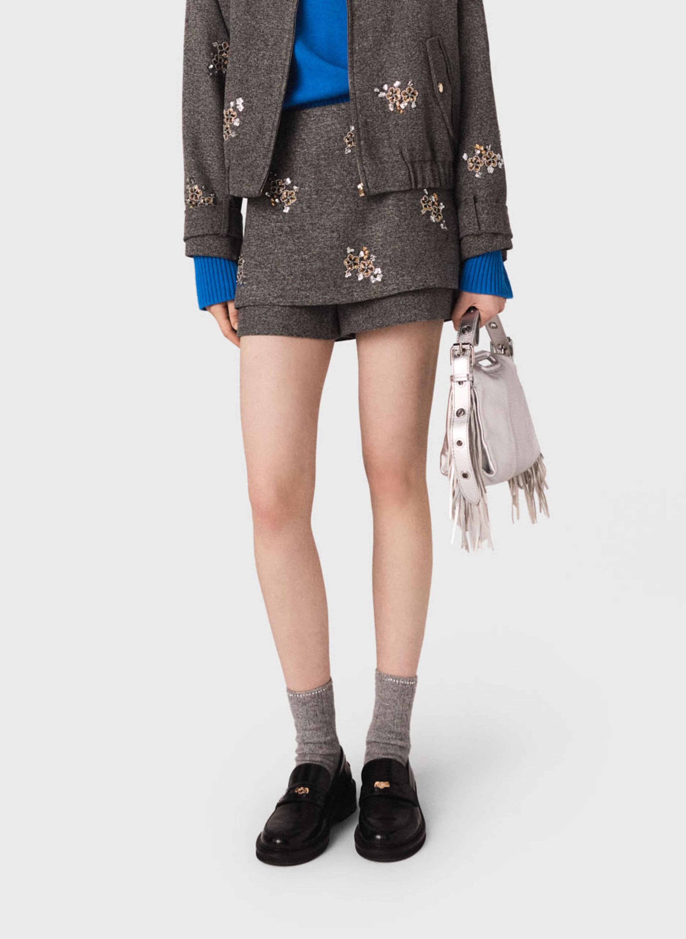 Shorts with sequin embroidery MAJE Grey