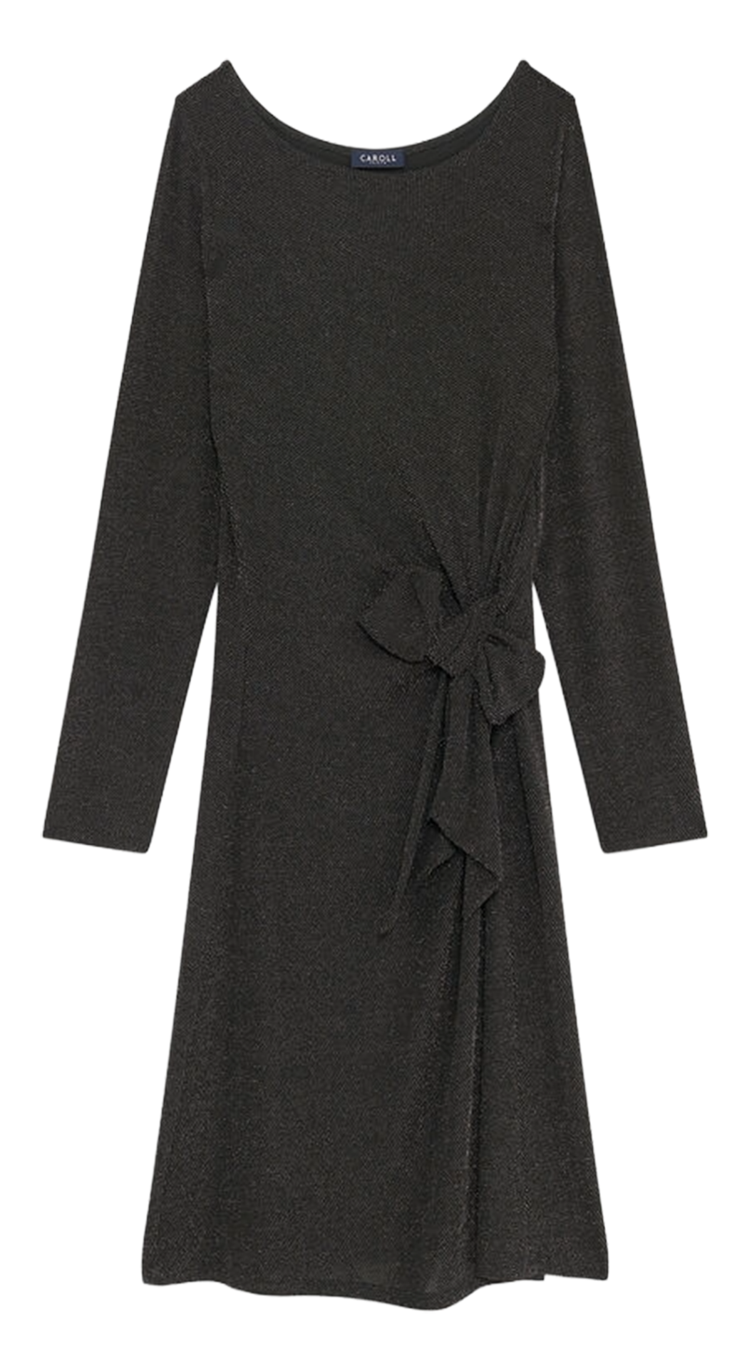 Robe longue col bateau pailleté CAROLL Gris