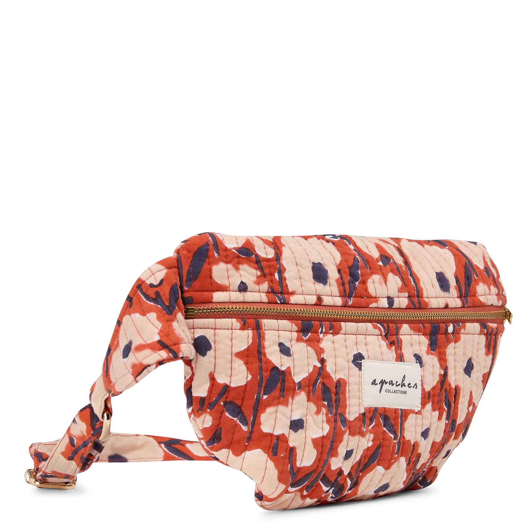 Bum bag with floral print in cotton APACHES COLLECTIONS Orange