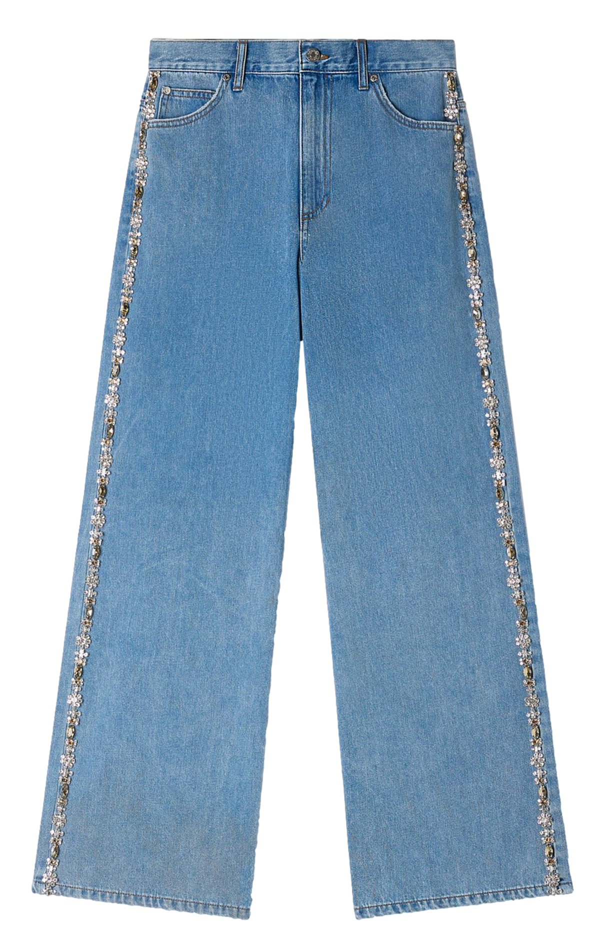 Straight cotton-blend pants SANDRO Blue