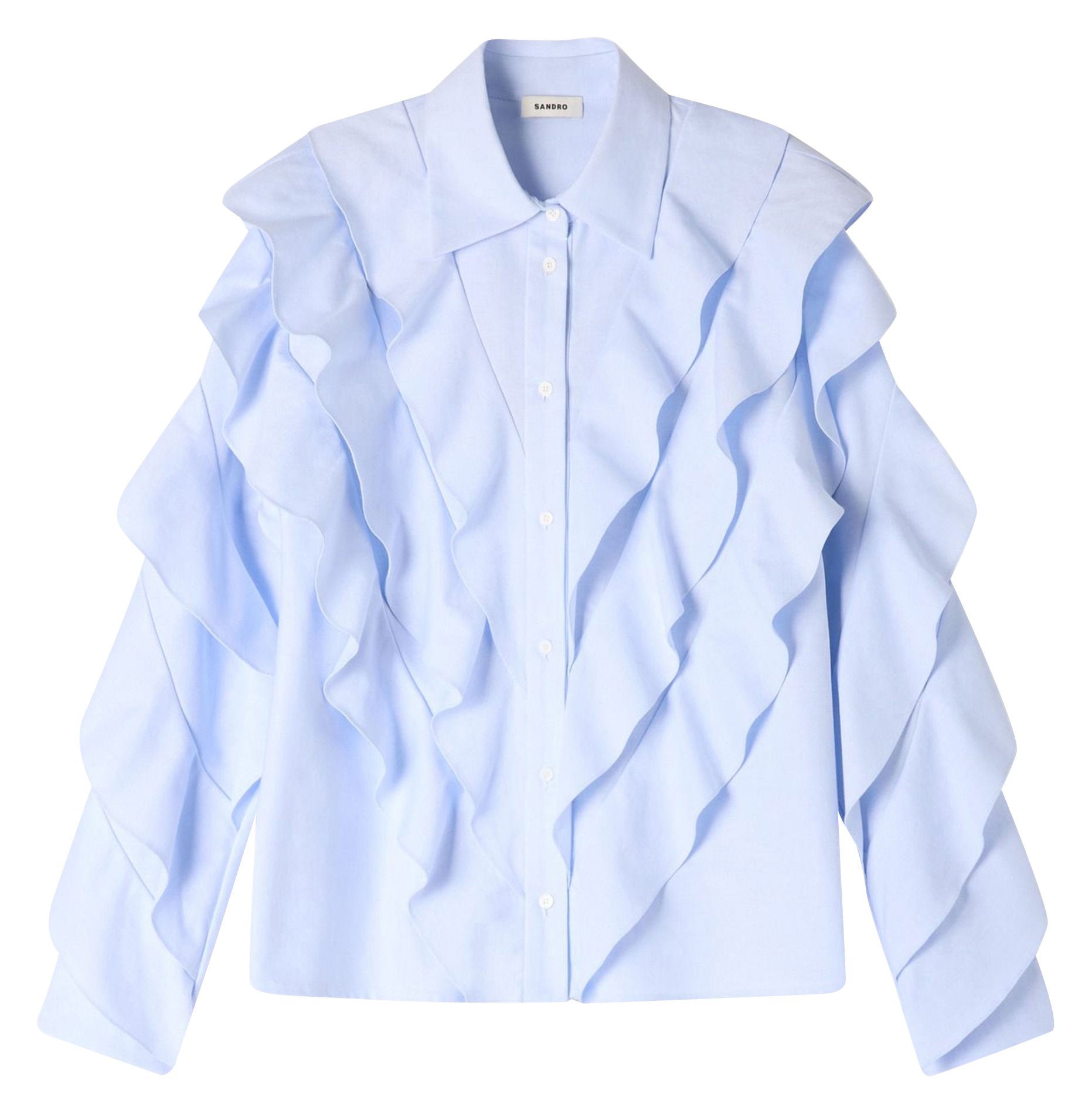 Chemise col classique manches contrastantes en coton SANDRO Blue