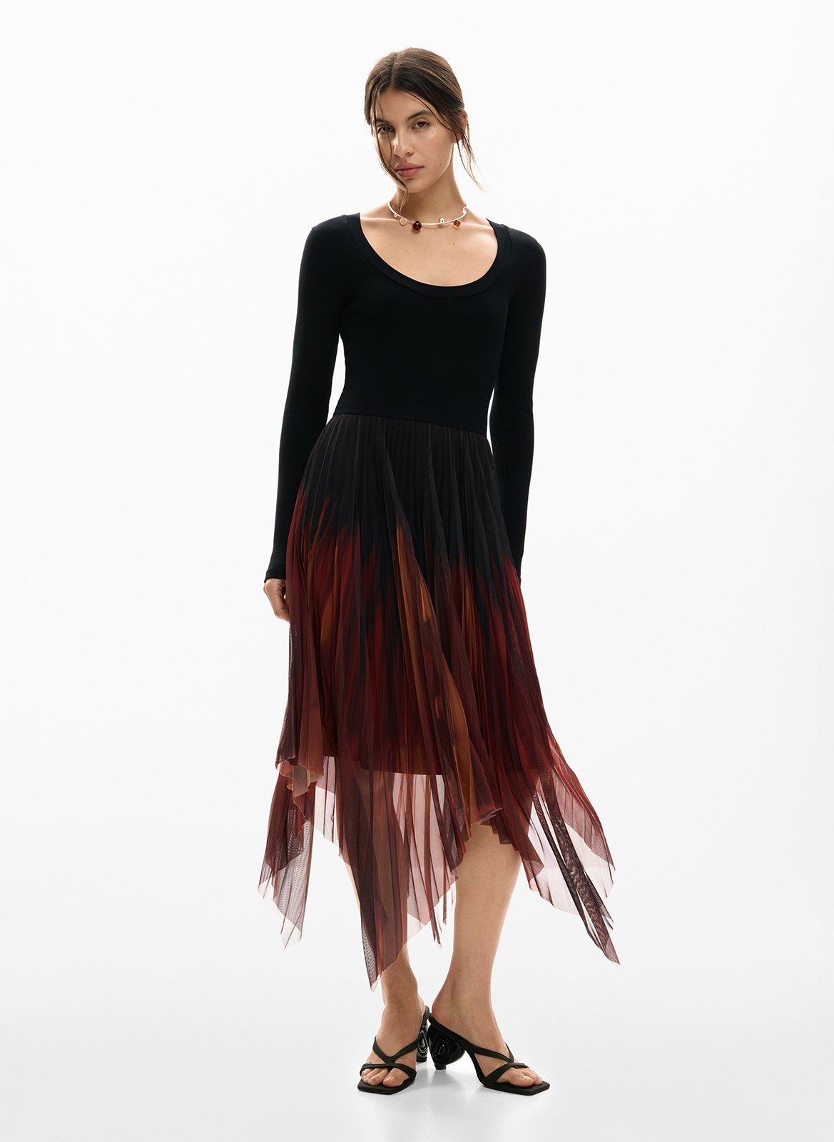 Asymmetric midi dress DESIGUAL Black