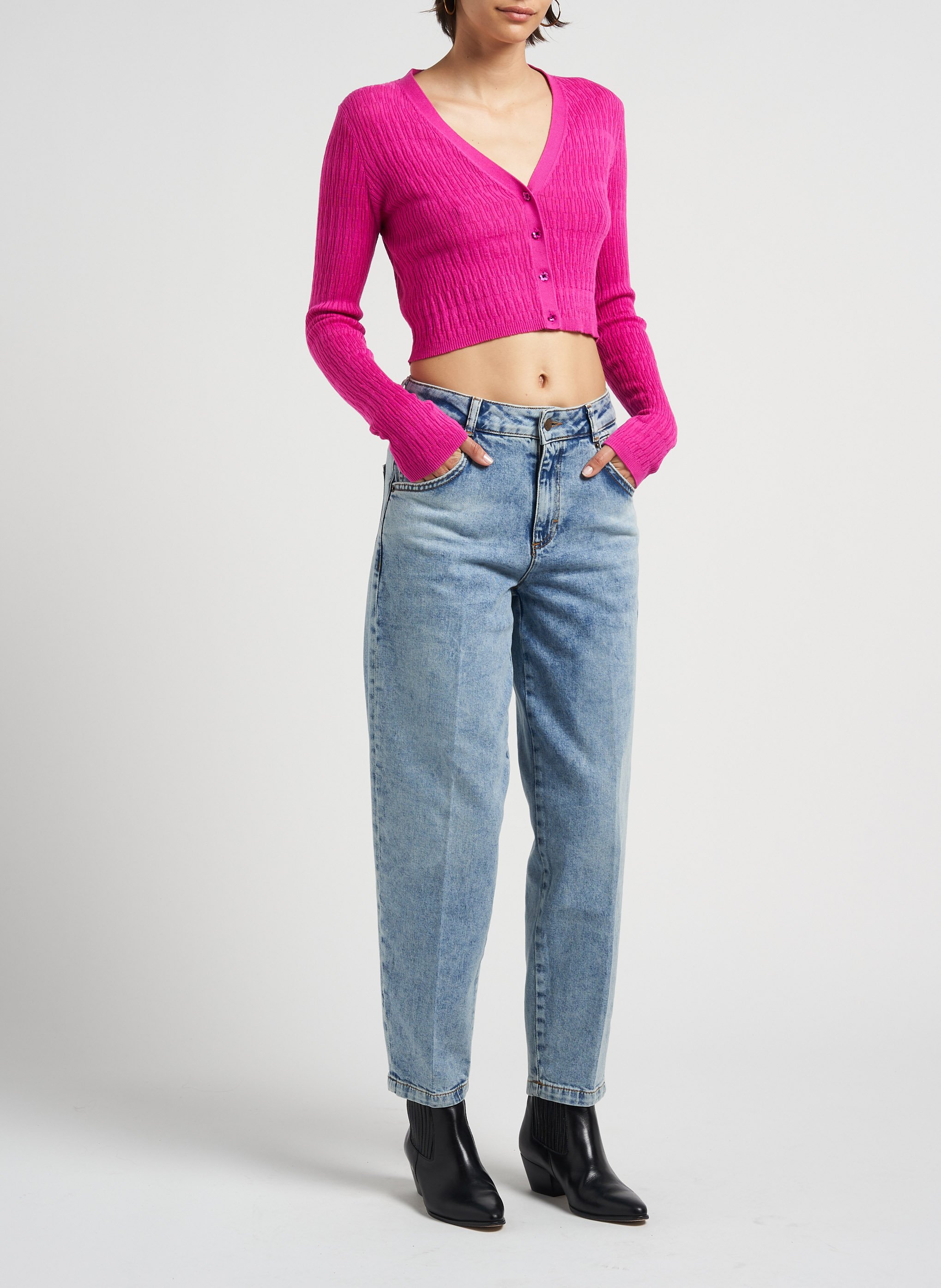 Kurzer Cardigan aus Baumwoll-Mix MAX&Co. Rosa