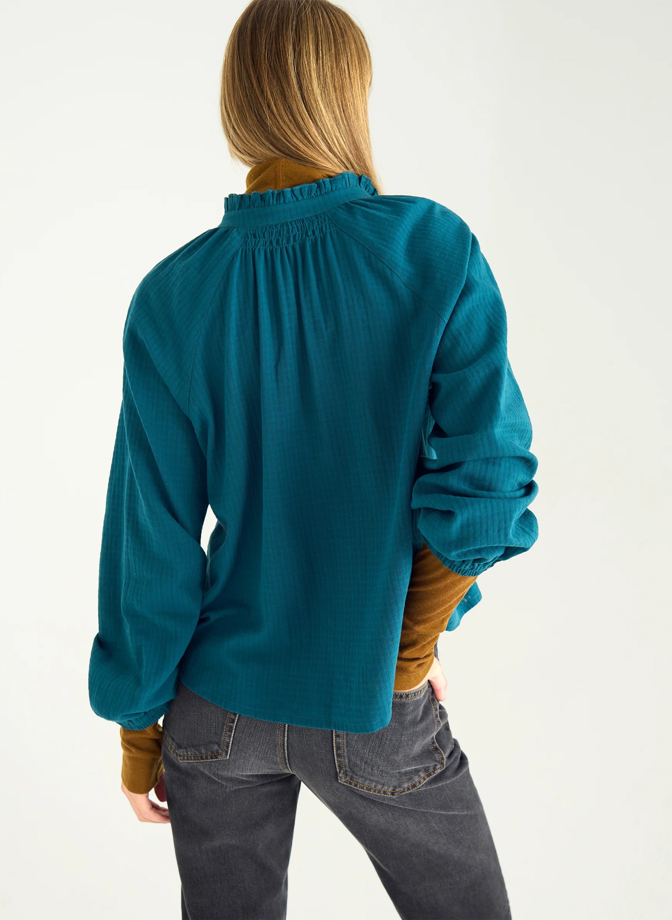 Alexandra - Plumetis-Bluse ACOTE Grun