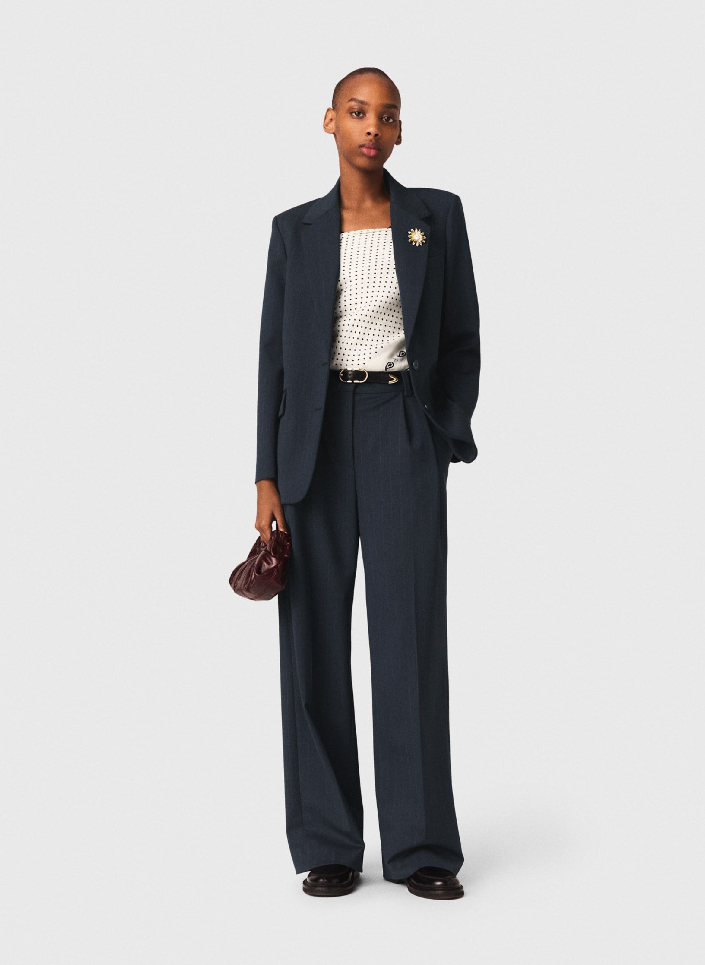 Rechte blazer | wolblend MAJE Blauw