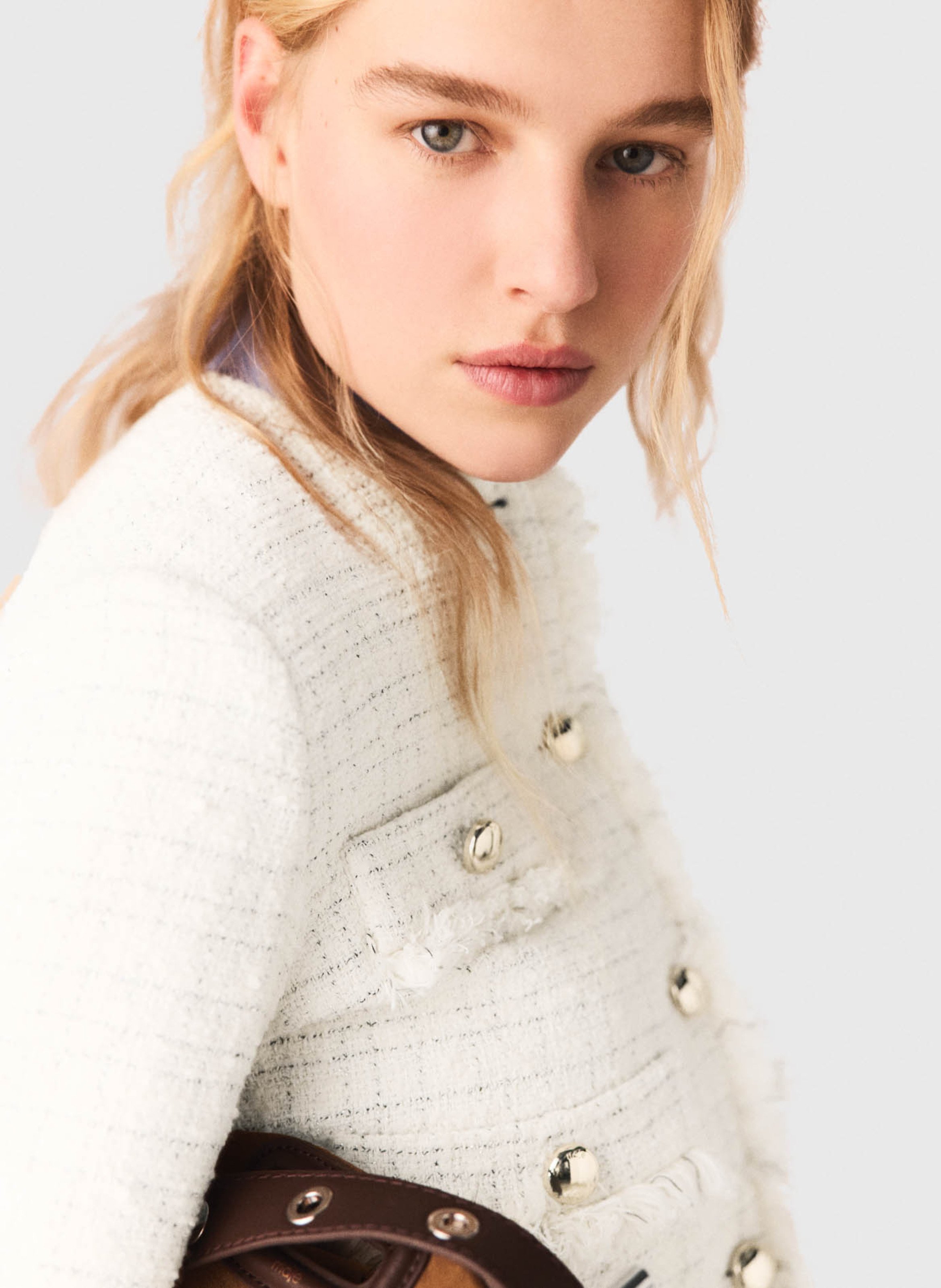 Cotton-blend jacket with Victorian collar MAJE Beige