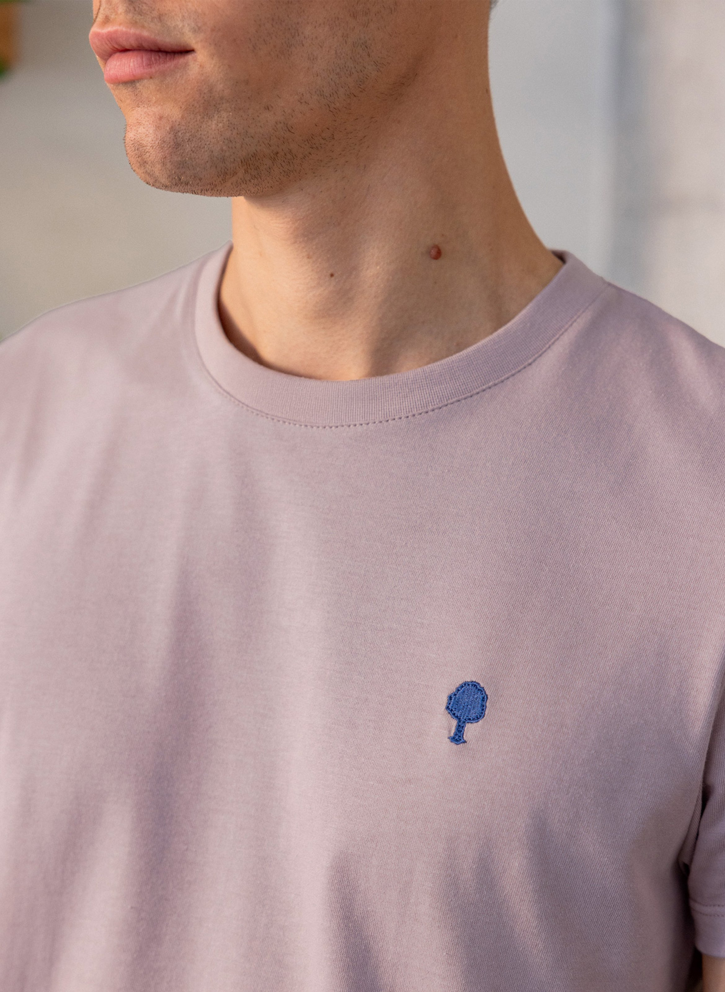 Tee-shirt droit col rond en coton et coton recyclé FAGUO Rose