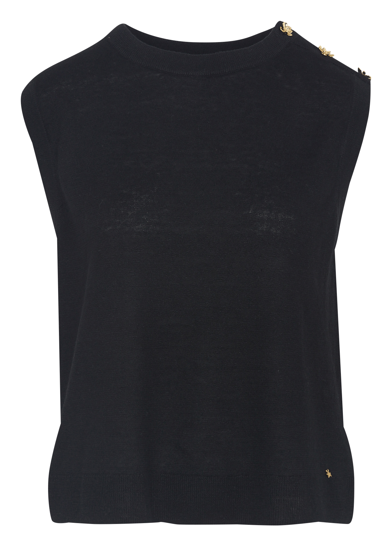 Oversized round neck linen sweater DES PETITS HAUTS Black