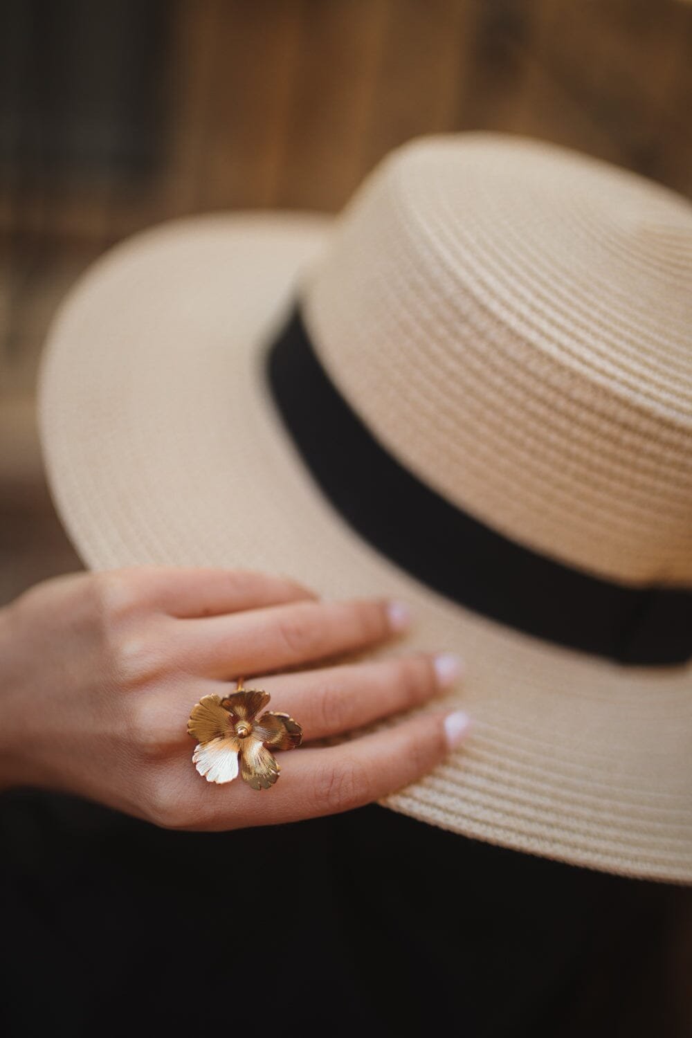 Maxi gold-plated flower ring Golden