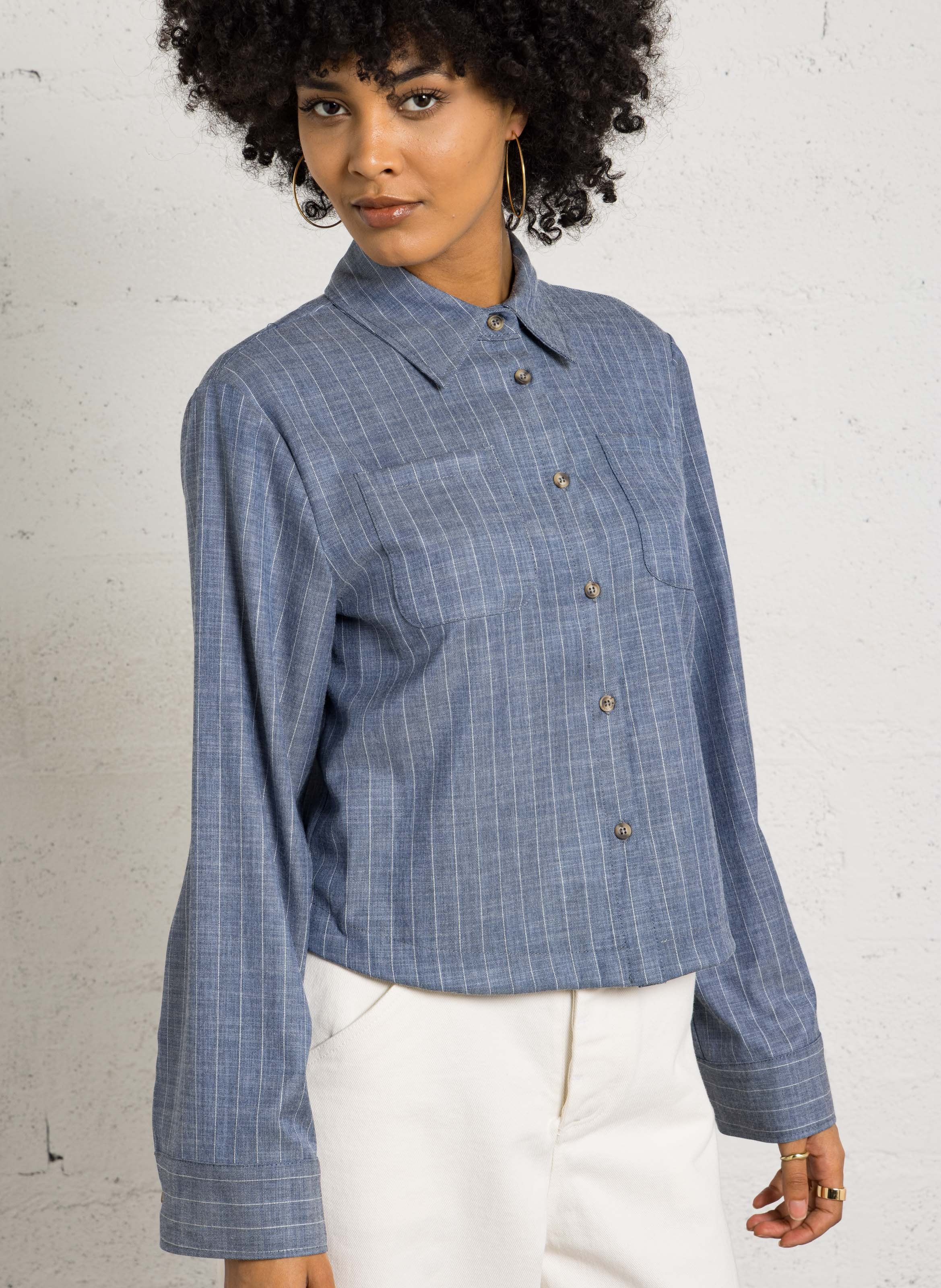 Chemise oversize col classique  PLEASE Bleu