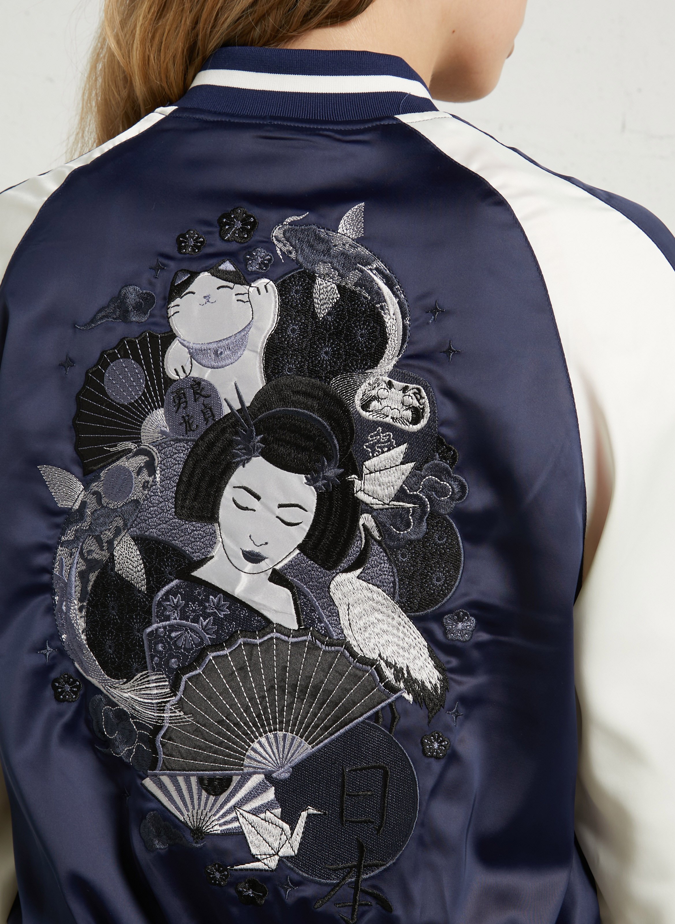 Gerader Blouson mit Teddykragen und Stickerei BOMBERS ORIGINAL Blau