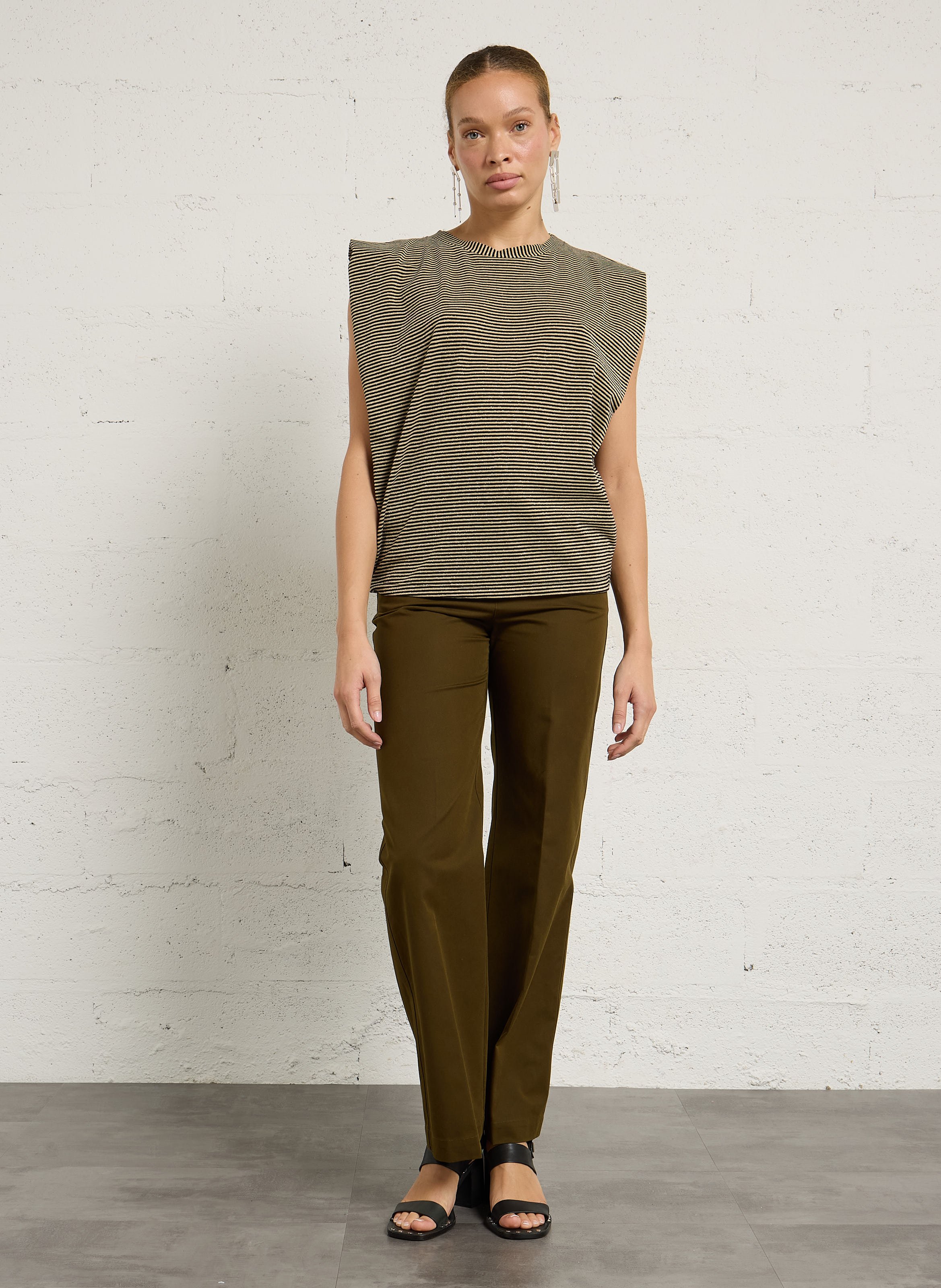 Oversized Striped Knit Top MOMONI Black