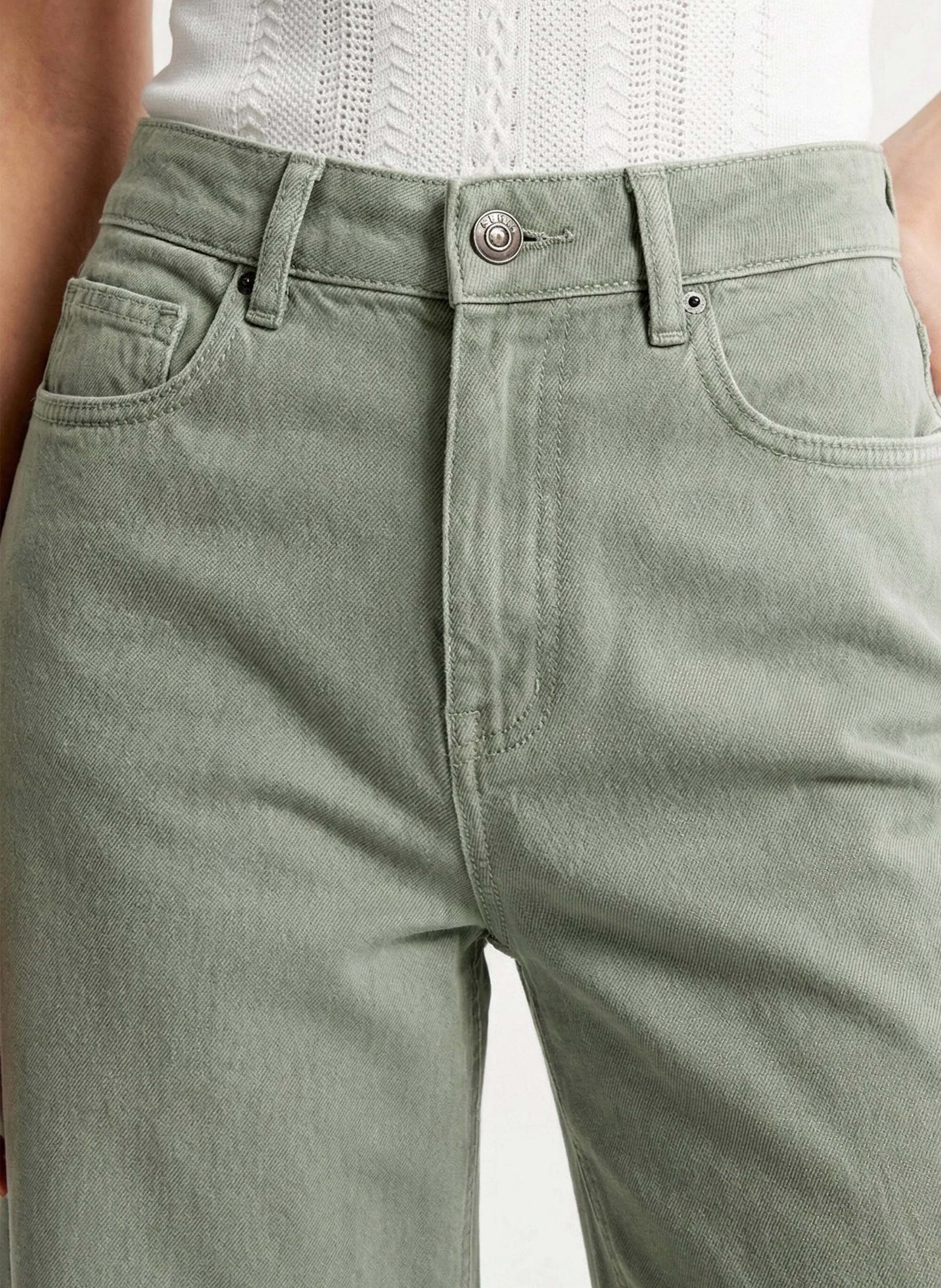 Jean large taille haute en coton mélangé KOOKAI Kaki