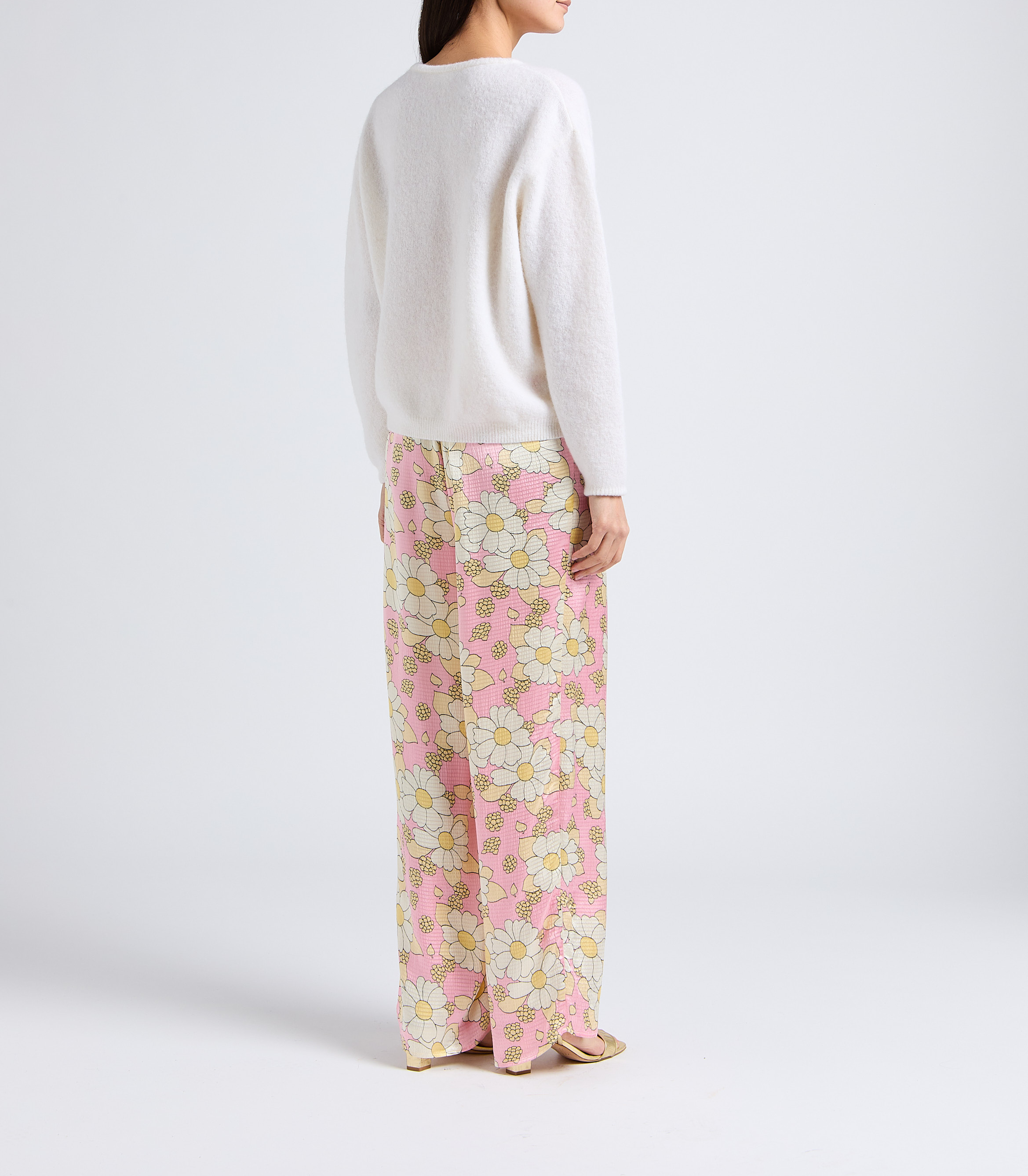 Wollmix-Strickjacke mit Rundhalskragen AMERICAN VINTAGE Weiss